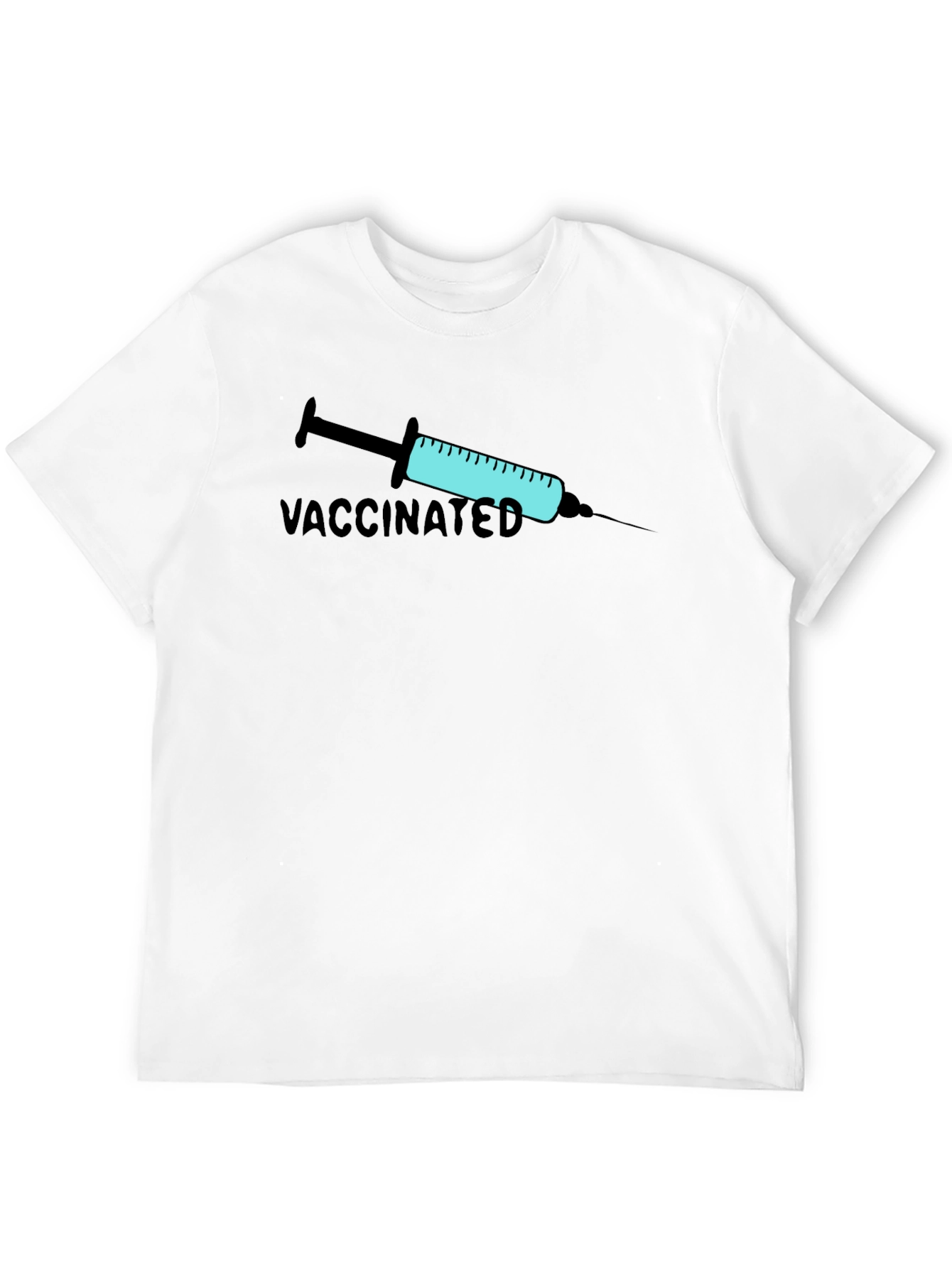 Vaccinated Graphic Print T-Shirt - Black