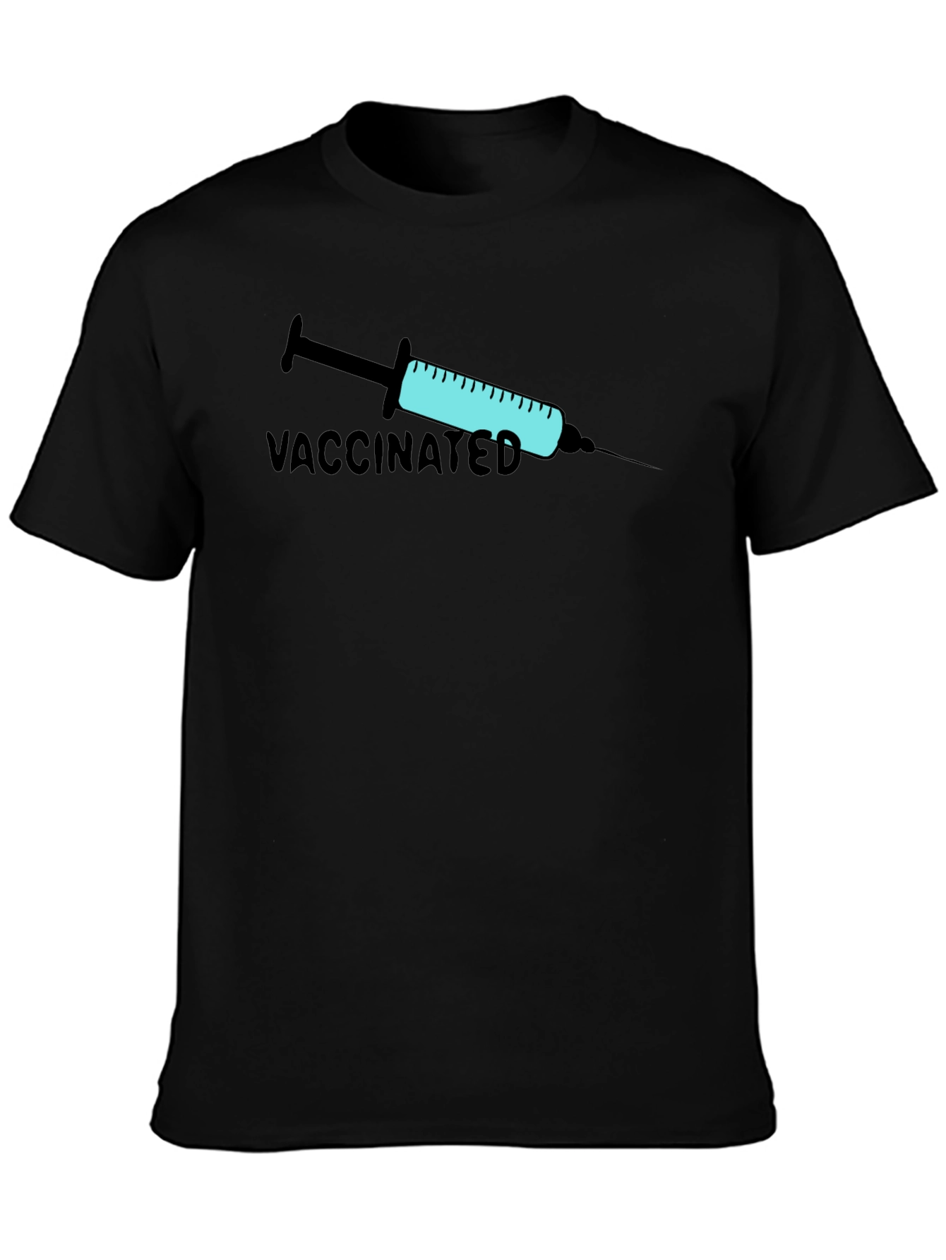 Vaccinated Graphic Print T-Shirt - Black