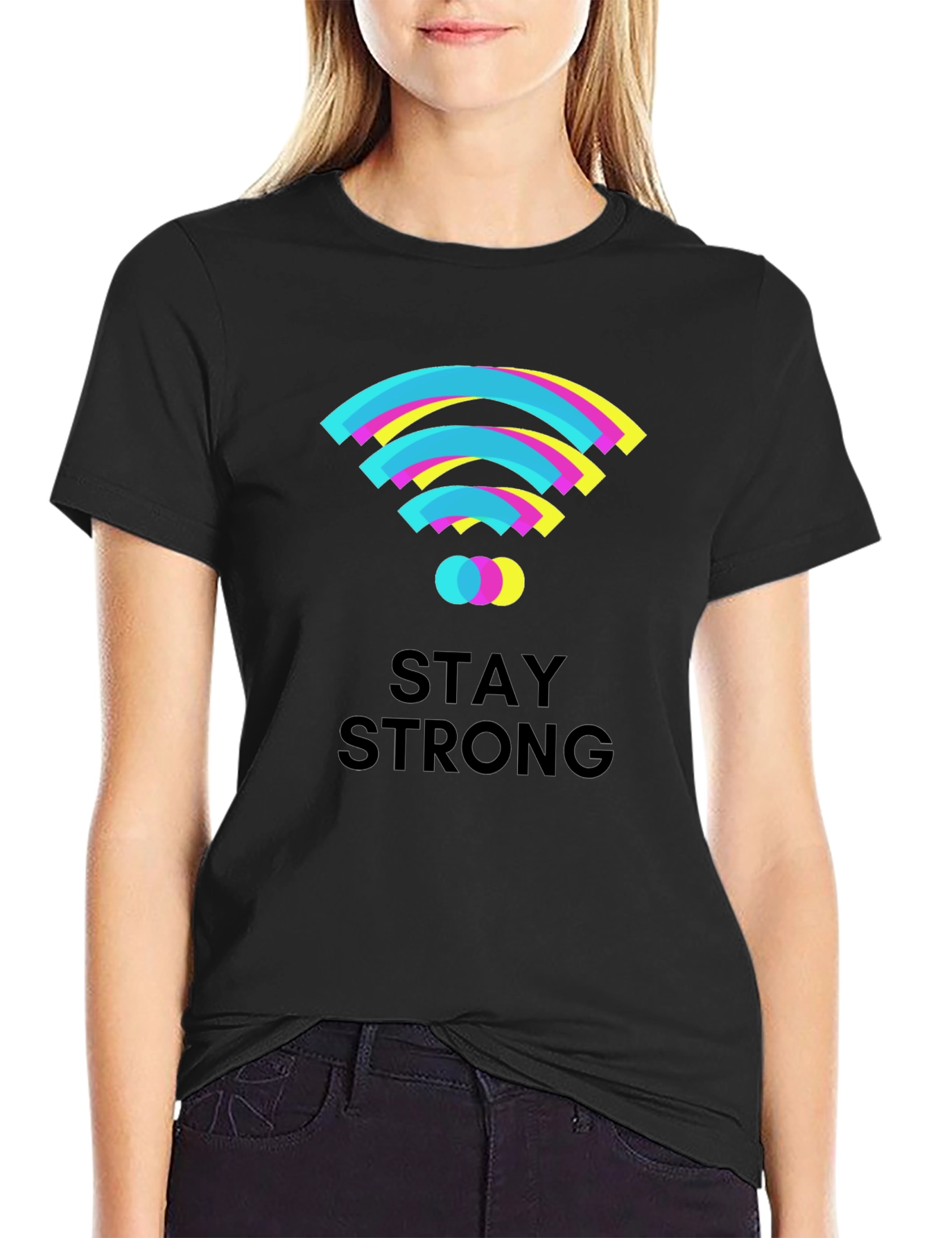 Stay Strong Graphic T-Shirt - Black Cotton Tee