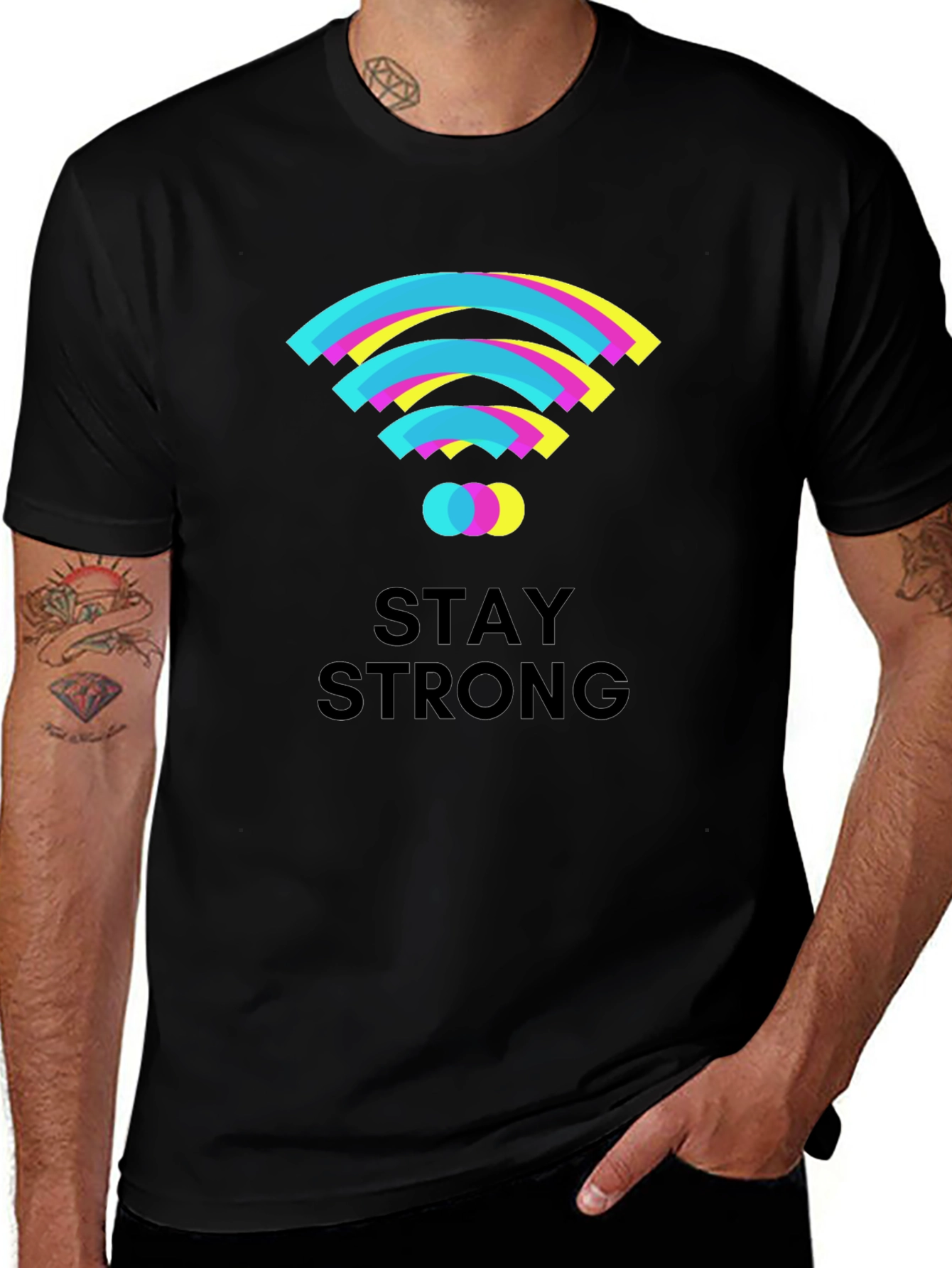Stay Strong Graphic T-Shirt - Black Cotton Tee