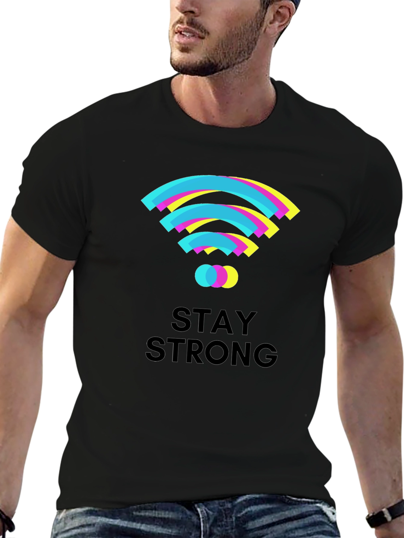 Stay Strong Graphic T-Shirt - Black Cotton Tee
