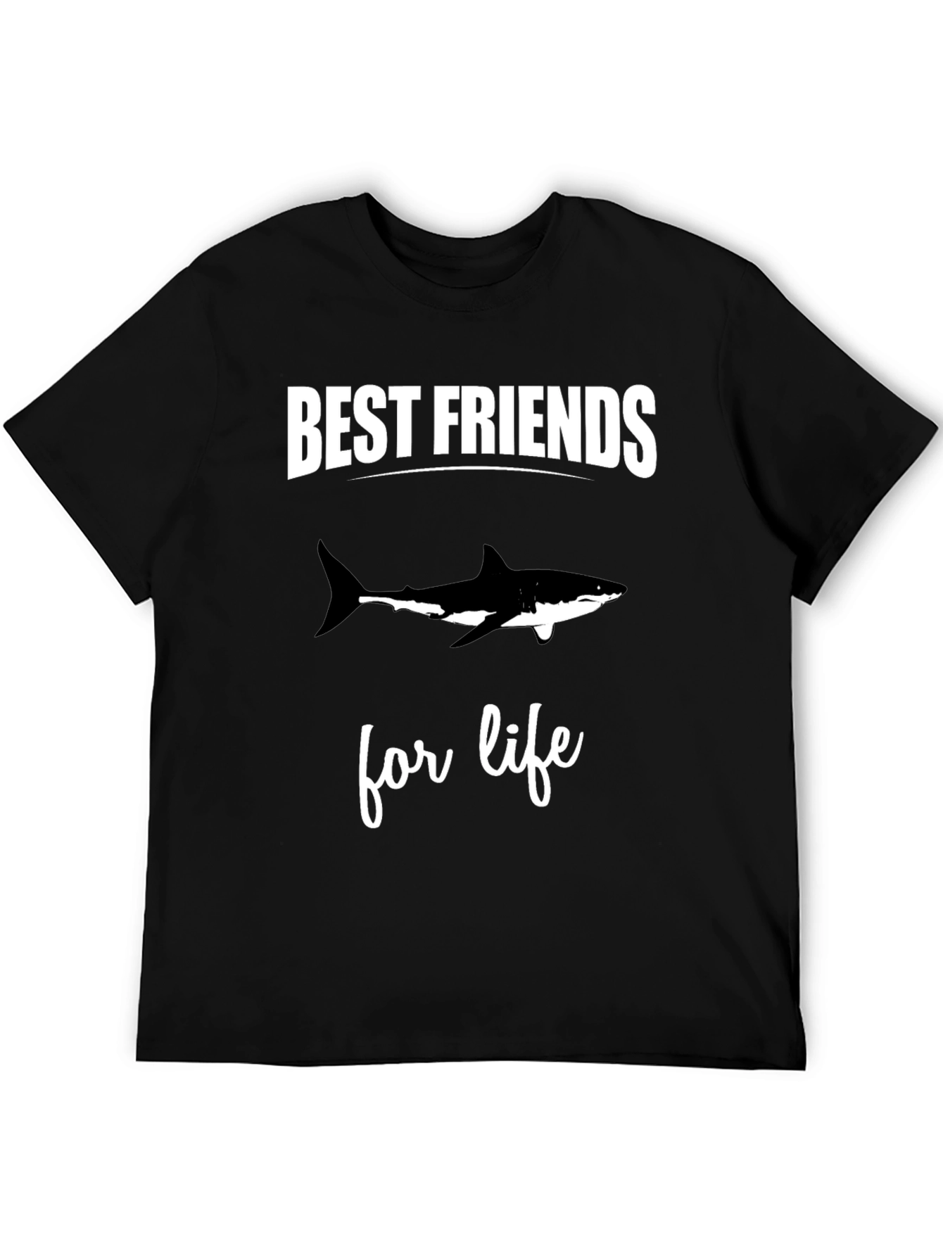 Best Friends Shark Tee - Black Cotton T-Shirt