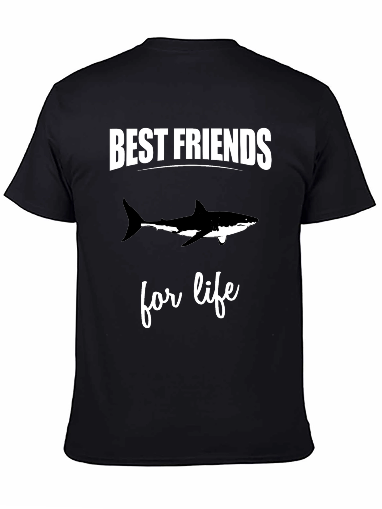 Best Friends Shark Tee - Black Cotton T-Shirt