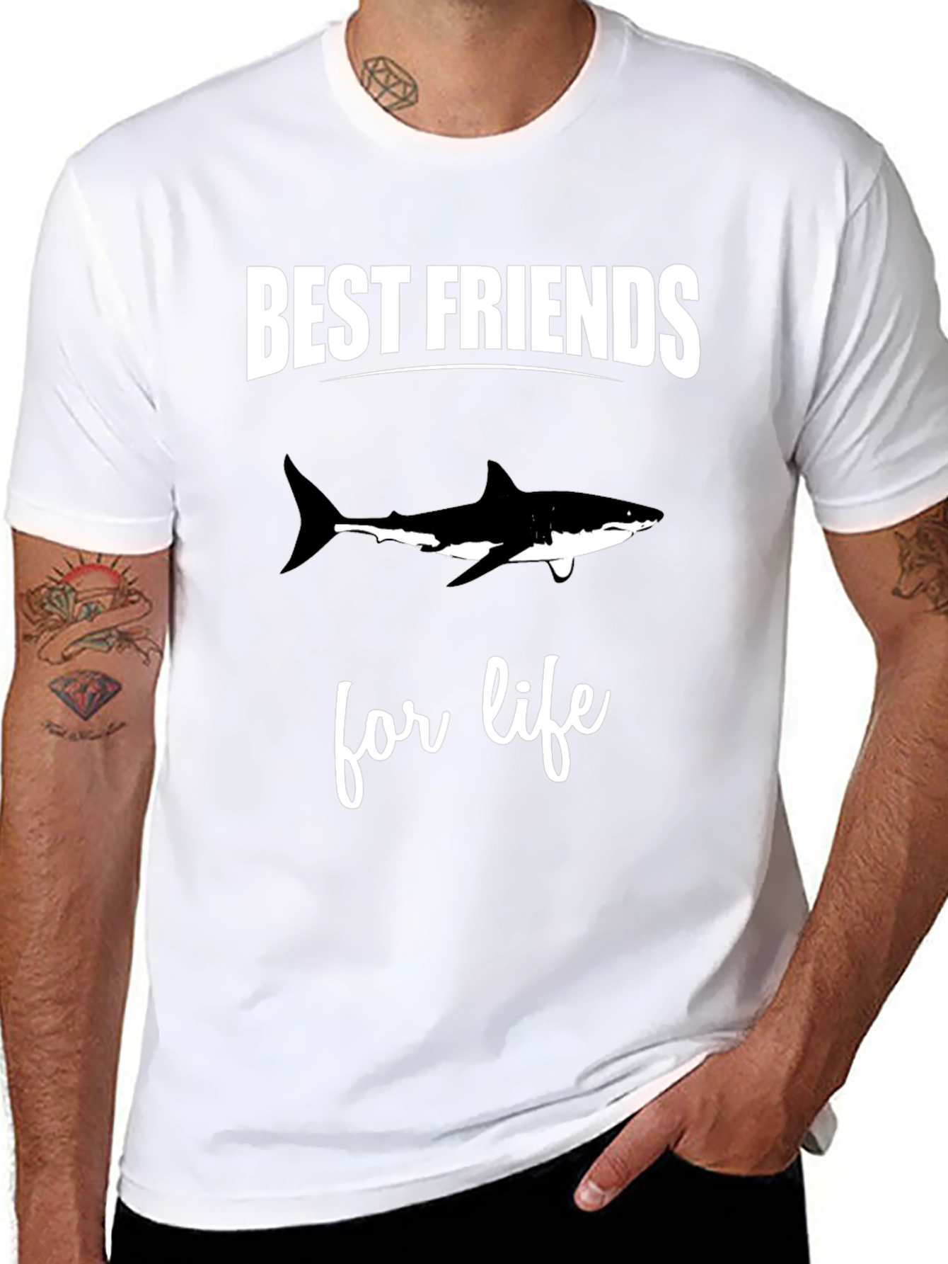 Best Friends Shark Tee - Black Cotton T-Shirt