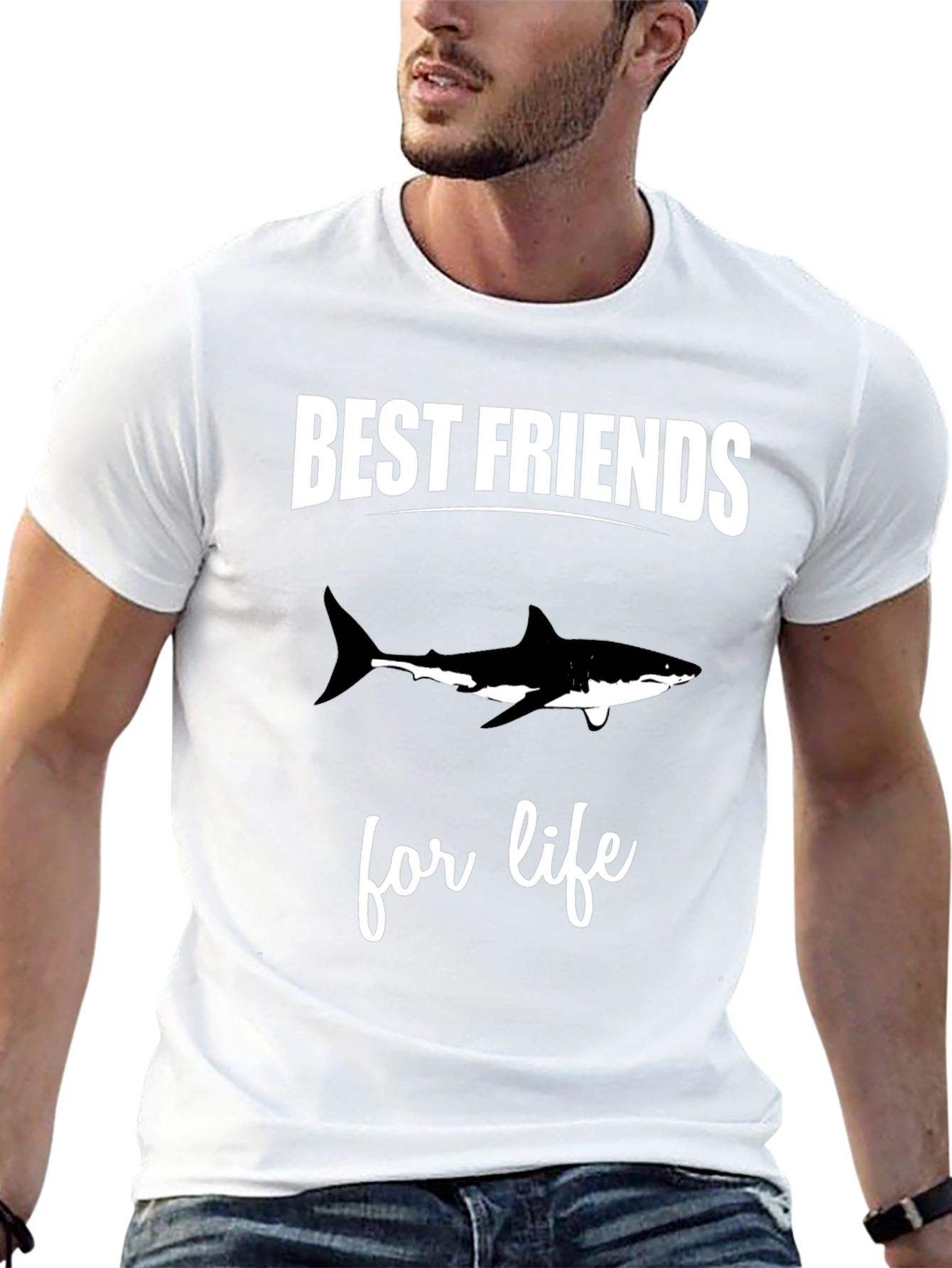 Best Friends Shark Tee - Black Cotton T-Shirt
