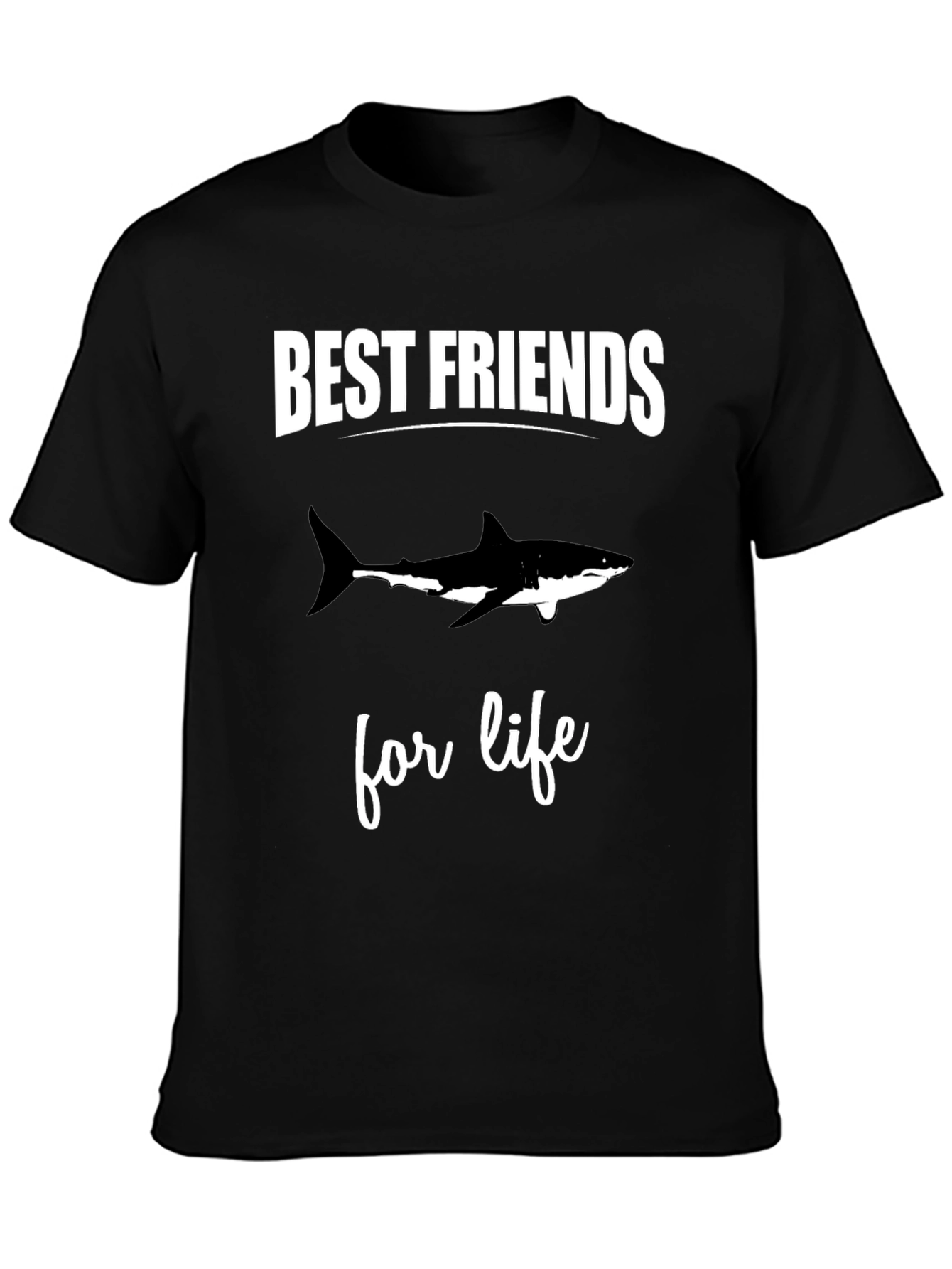 Best Friends Shark Tee - Black Cotton T-Shirt
