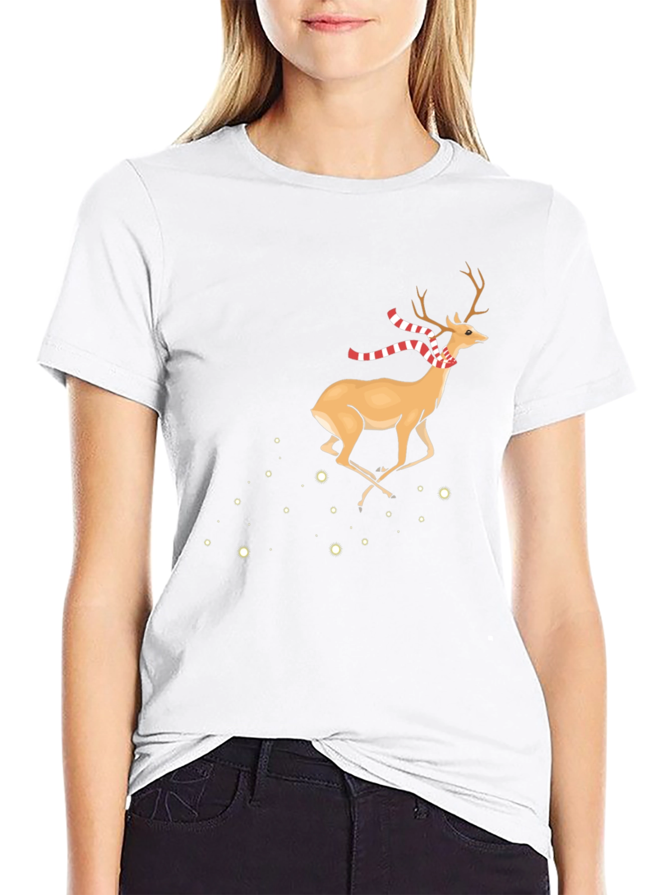Festive Deer Graphic Tee - Holiday Style