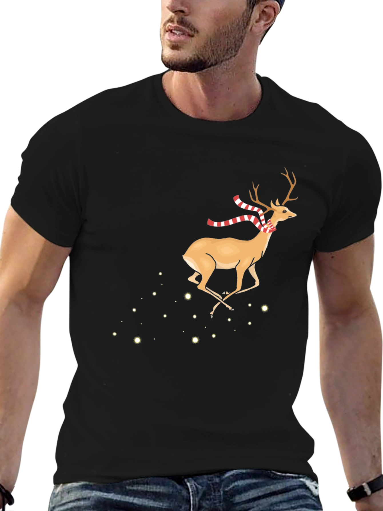 Festive Deer Graphic Tee - Holiday Style