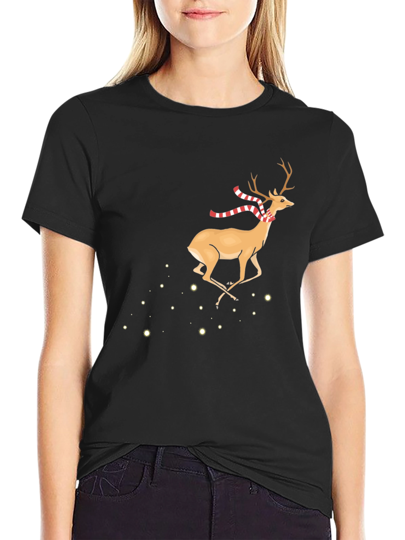Festive Deer Graphic Tee - Holiday Style