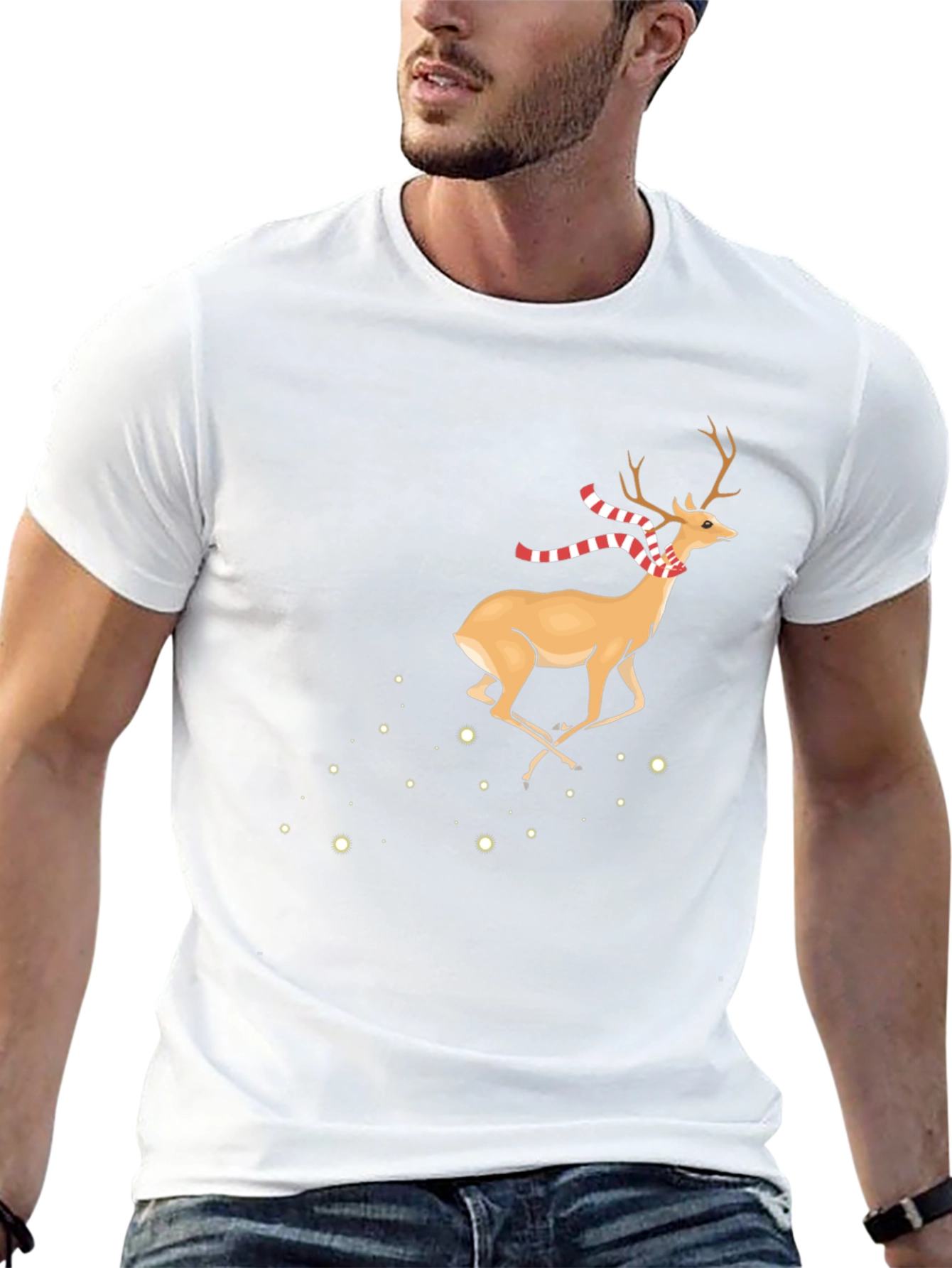 Festive Deer Graphic Tee - Holiday Style