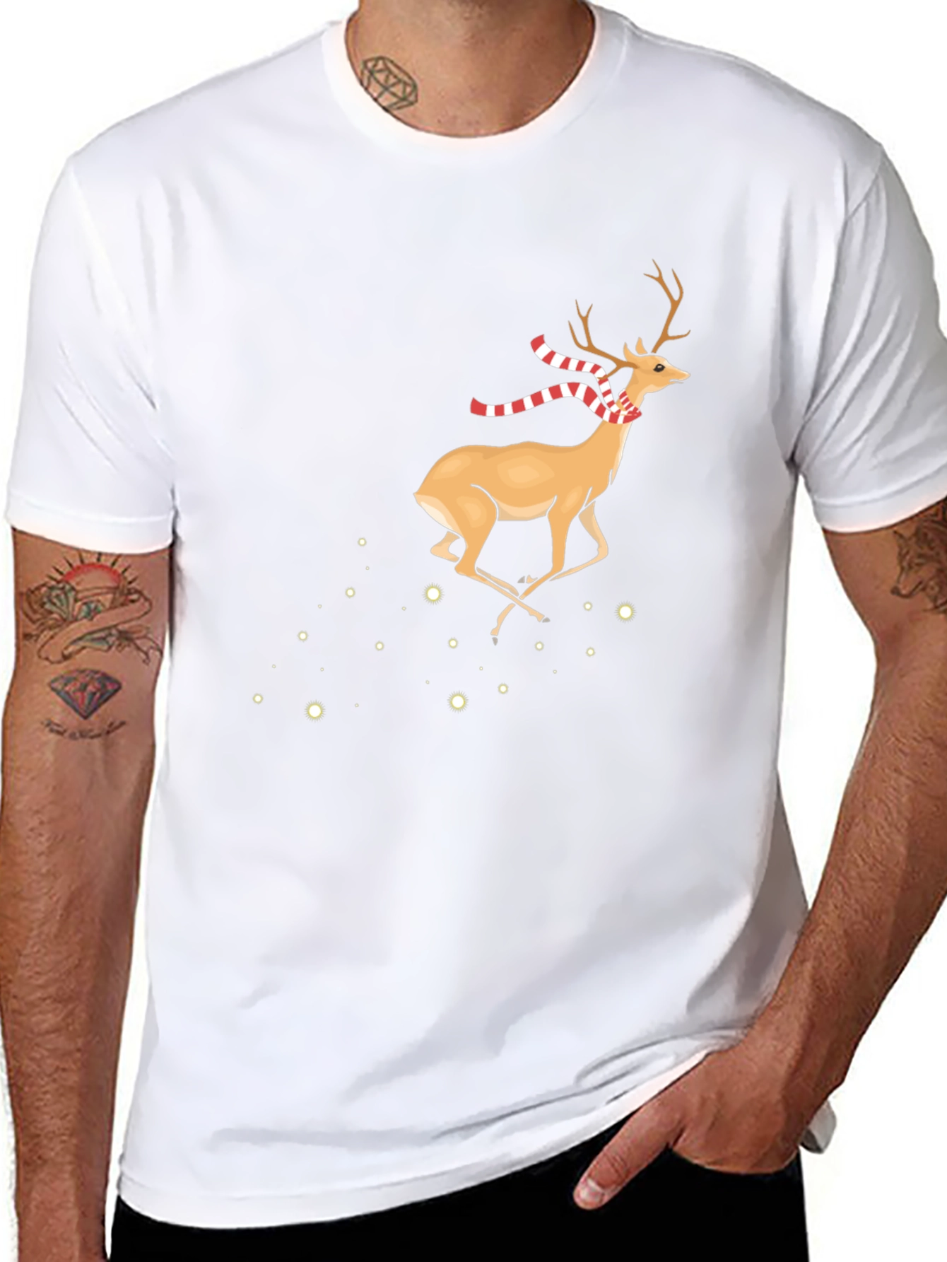 Festive Deer Graphic Tee - Holiday Style