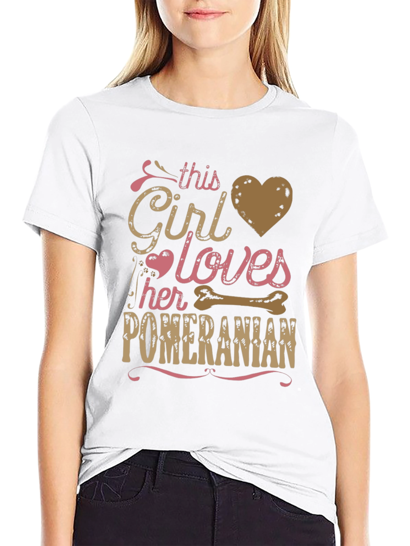 Girl Loves Pomeranian T-Shirt Dog Lover Tee