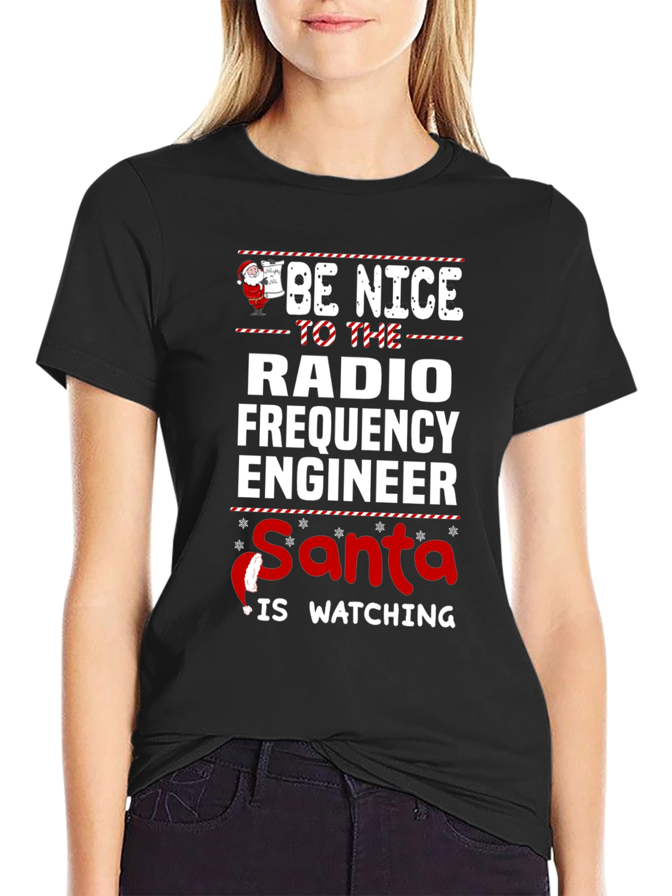 Funny Radio Frequency Engineer Santa Watching T-Shirt