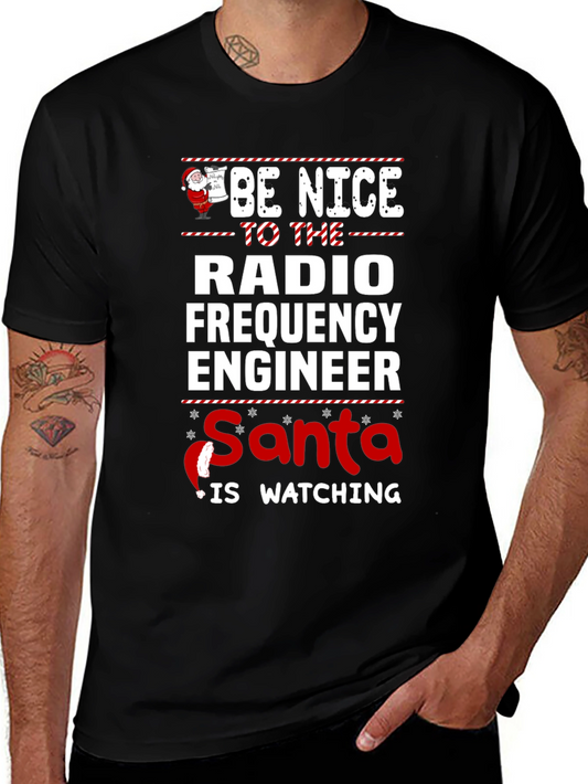 Funny Radio Frequency Engineer Santa Watching T-Shirt