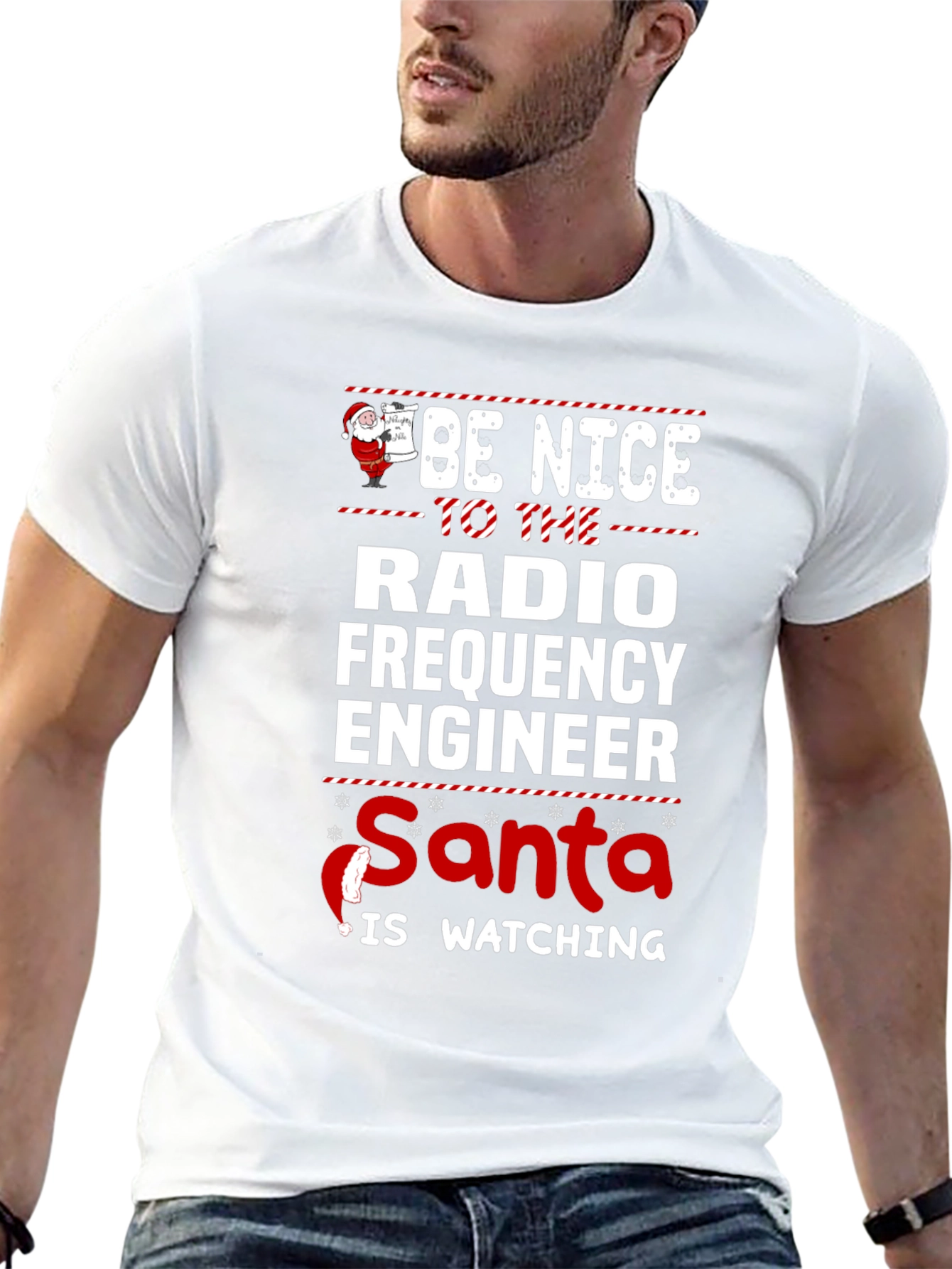 Funny Radio Frequency Engineer Santa Watching T-Shirt