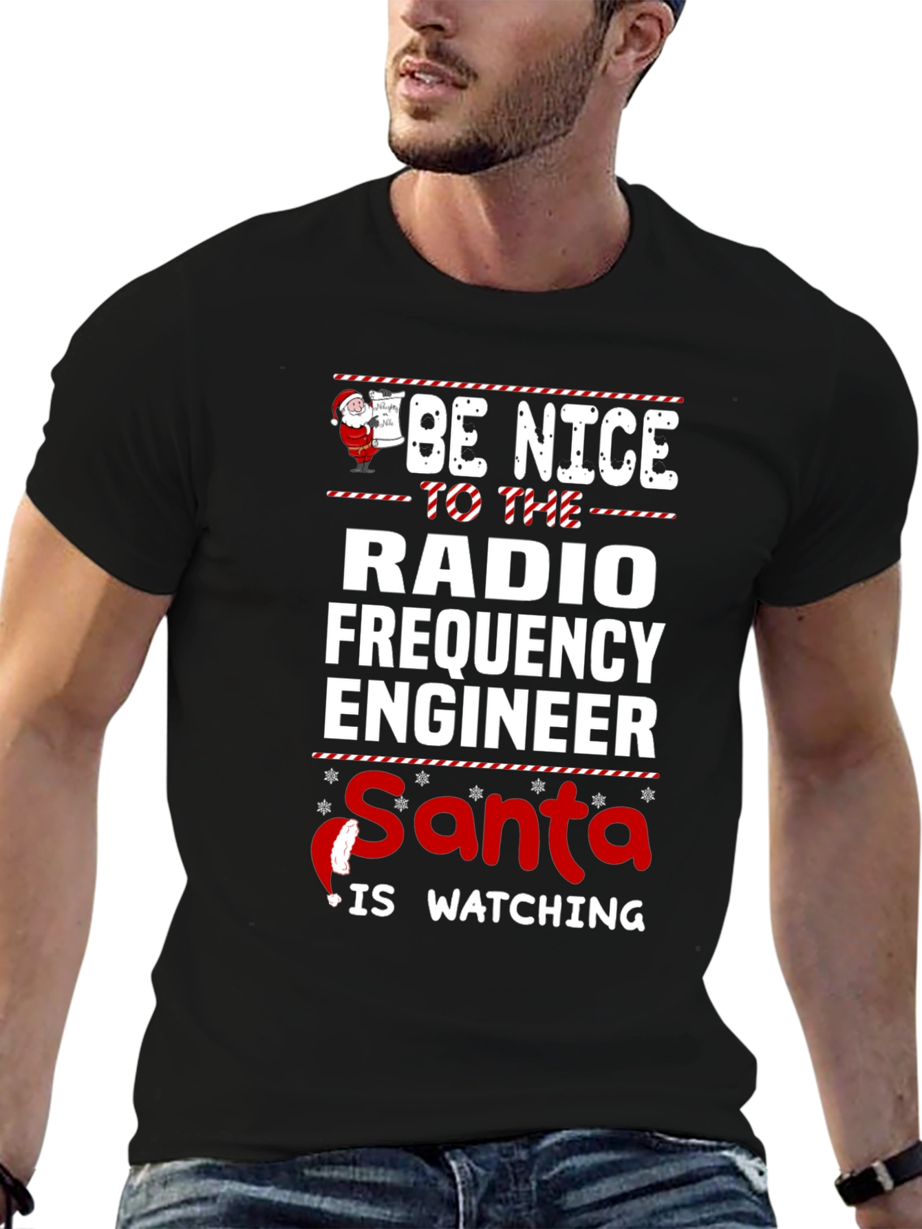 Funny Radio Frequency Engineer Santa Watching T-Shirt