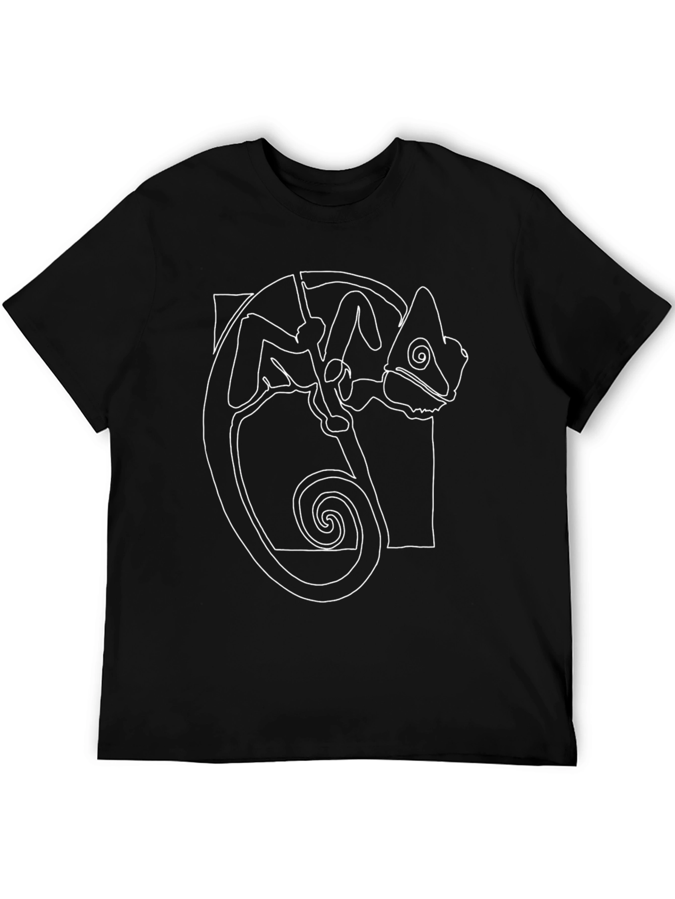 Minimalist Chameleon Graphic Tee - Black
