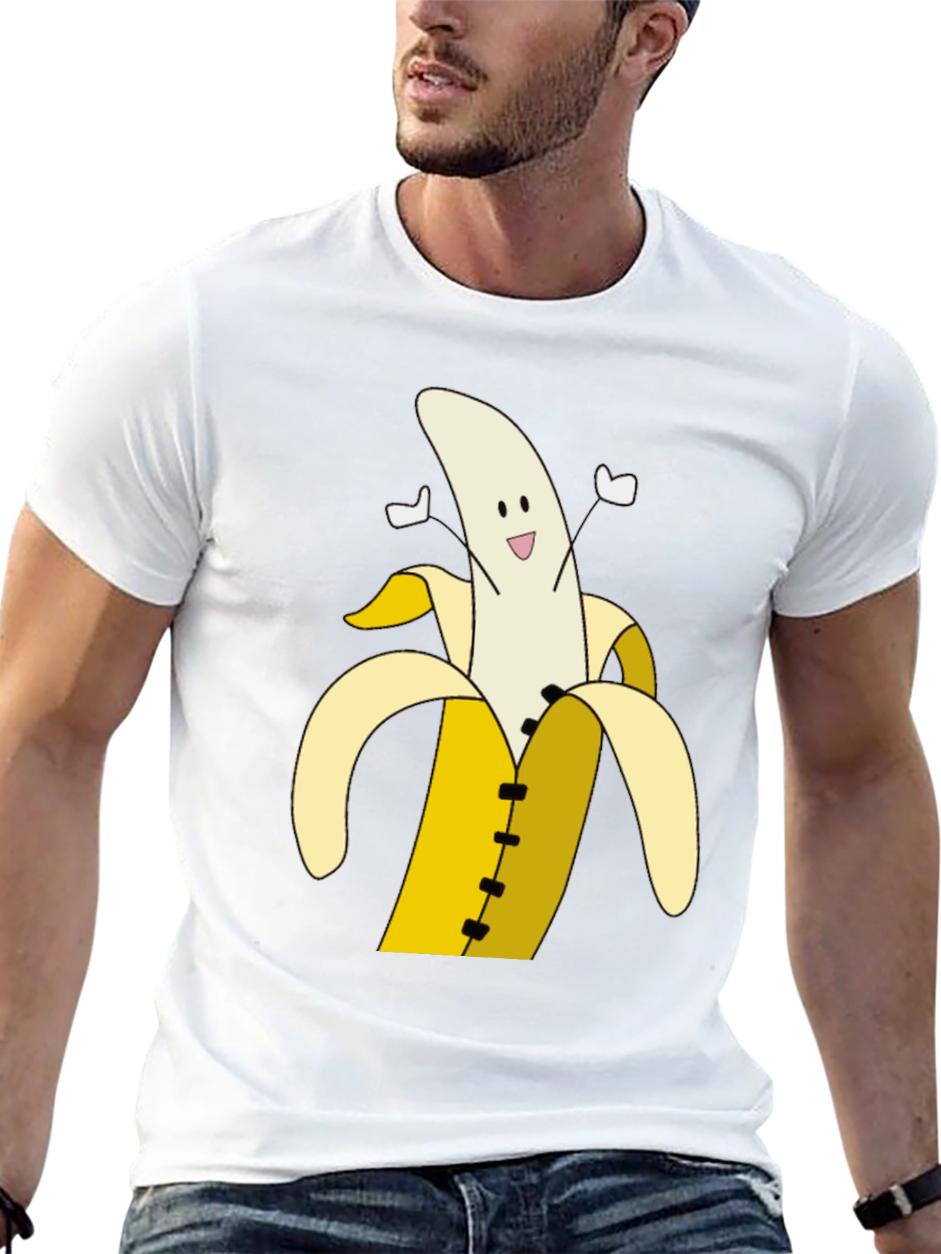 Banana Cartoon T-Shirt - Black Cotton Tee
