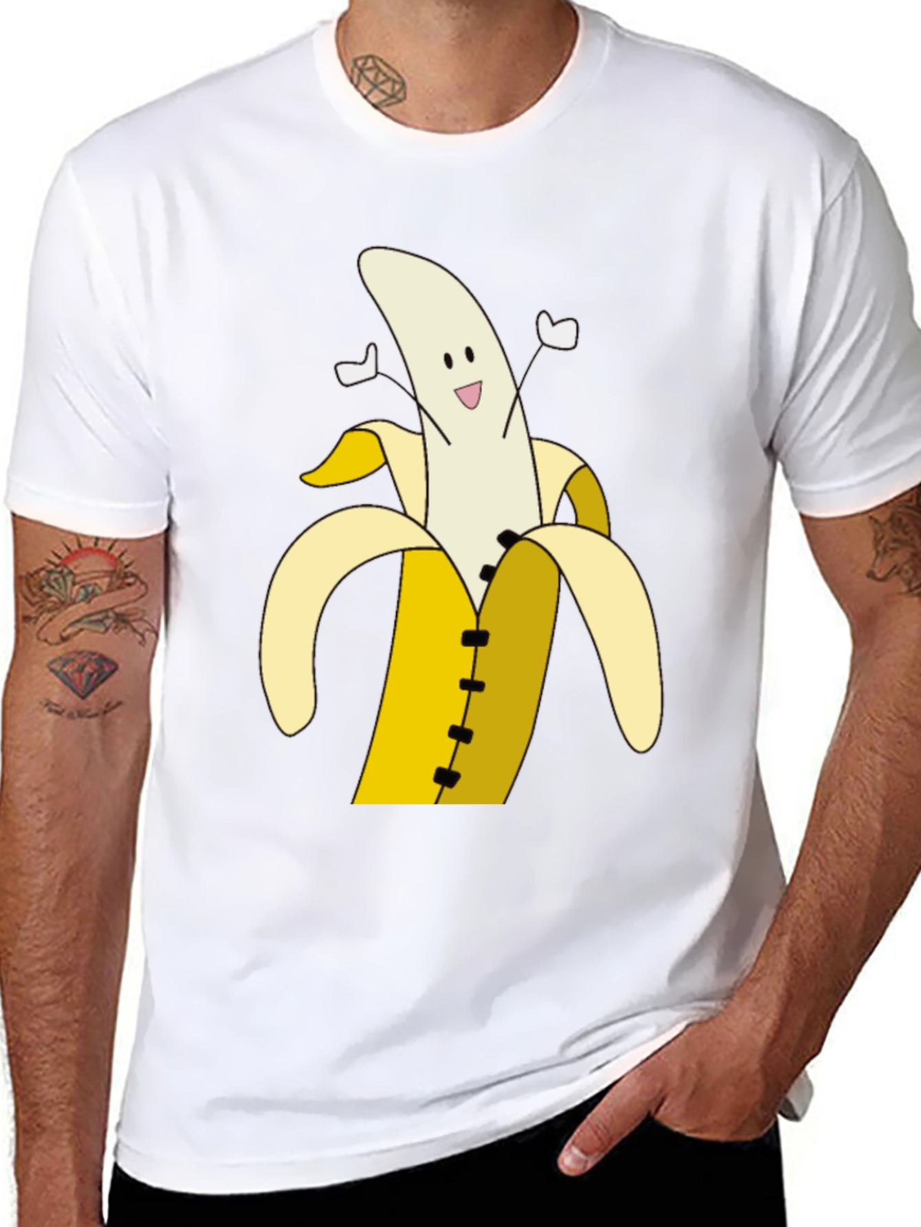 Banana Cartoon T-Shirt - Black Cotton Tee