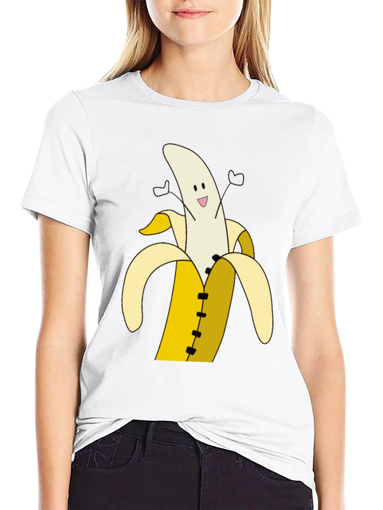Banana Cartoon T-Shirt - Black Cotton Tee