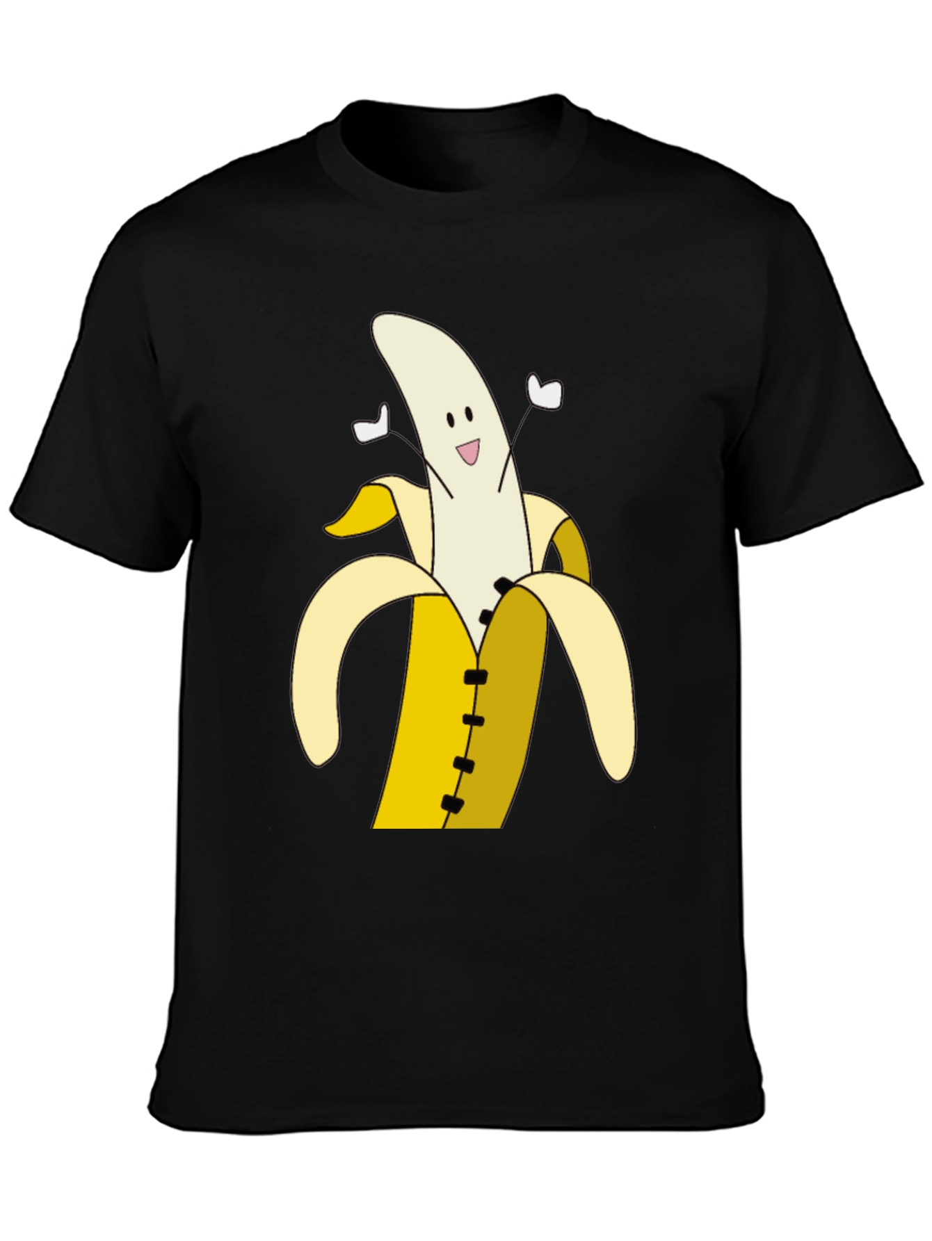 Banana Cartoon T-Shirt - Black Cotton Tee