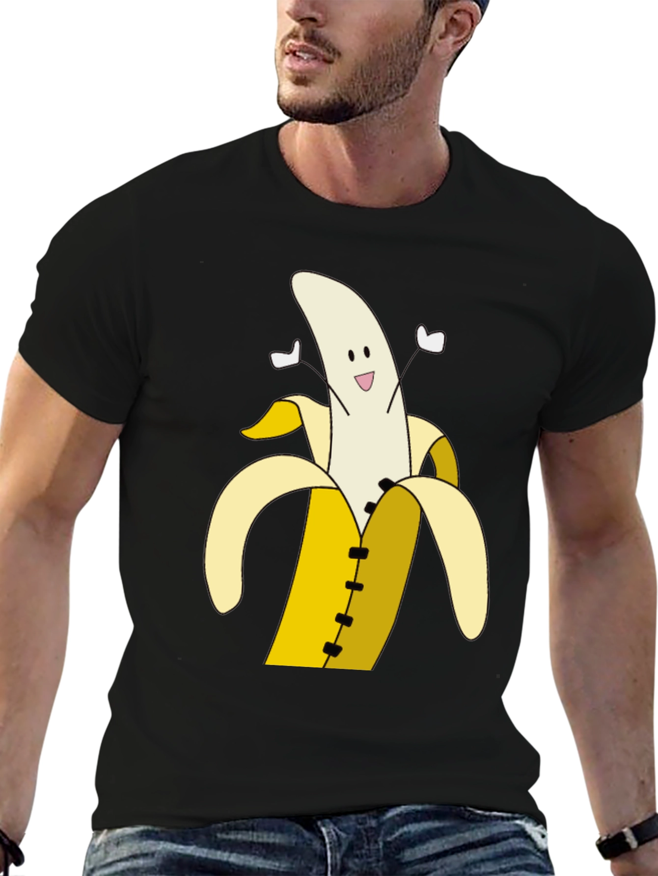 Banana Cartoon T-Shirt - Black Cotton Tee