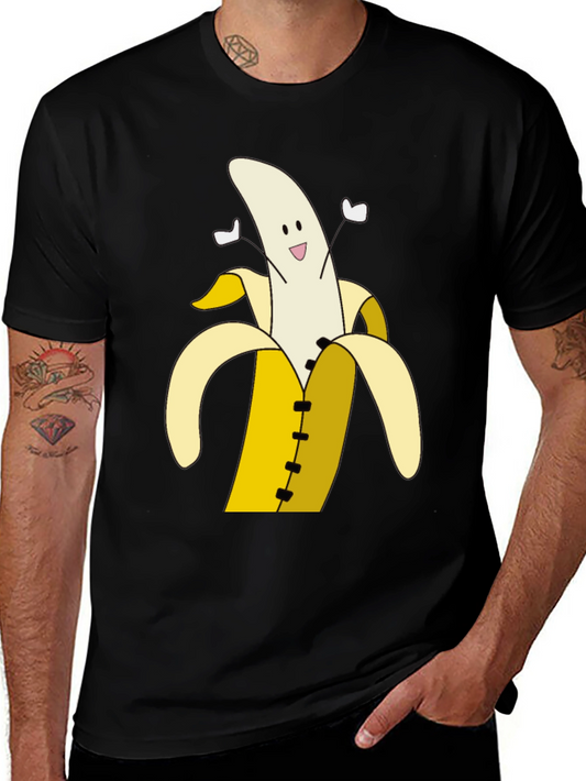 Banana Cartoon T-Shirt - Black Cotton Tee
