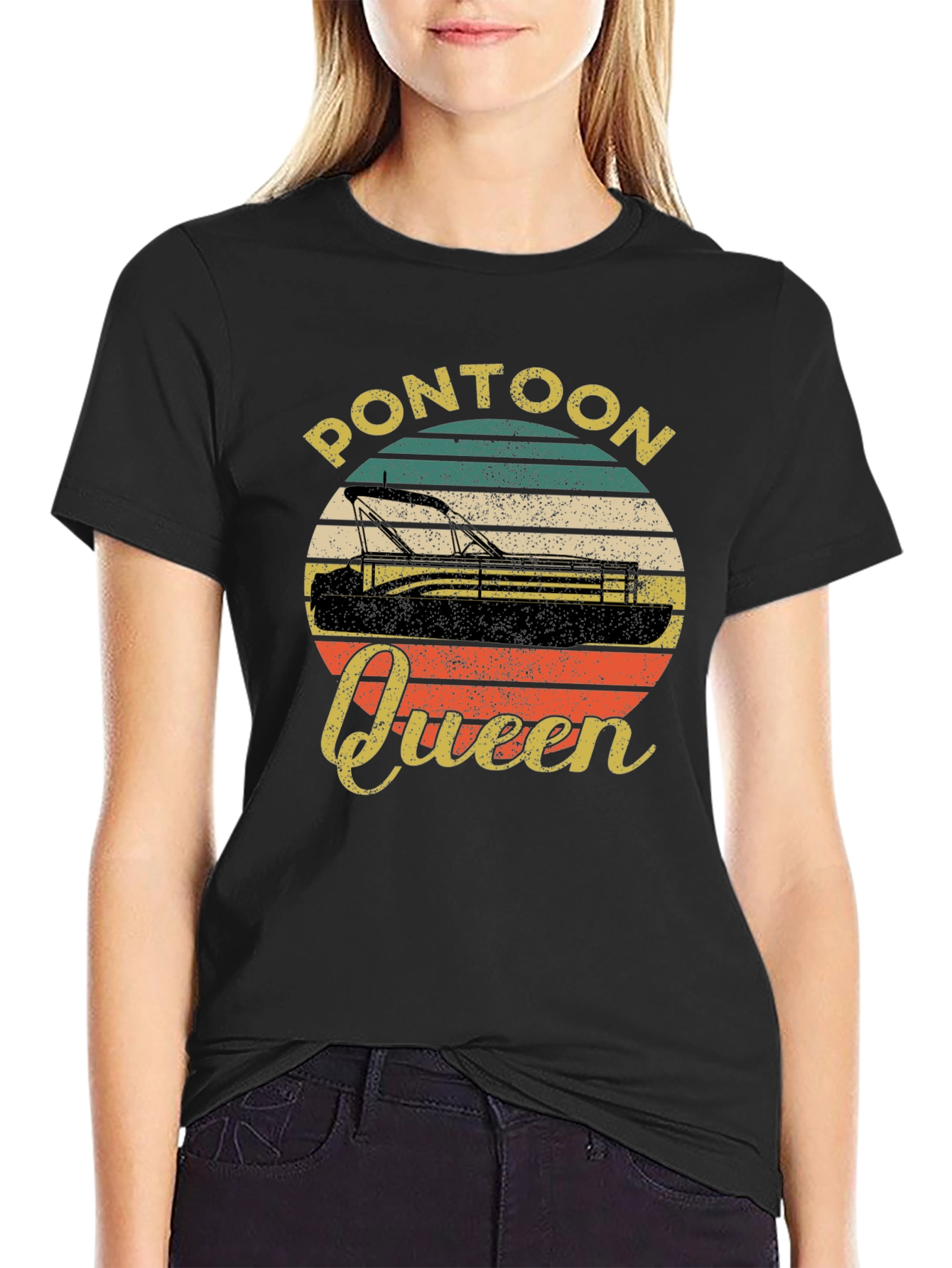 Pontoon Queen Graphic T-Shirt - Retro Design