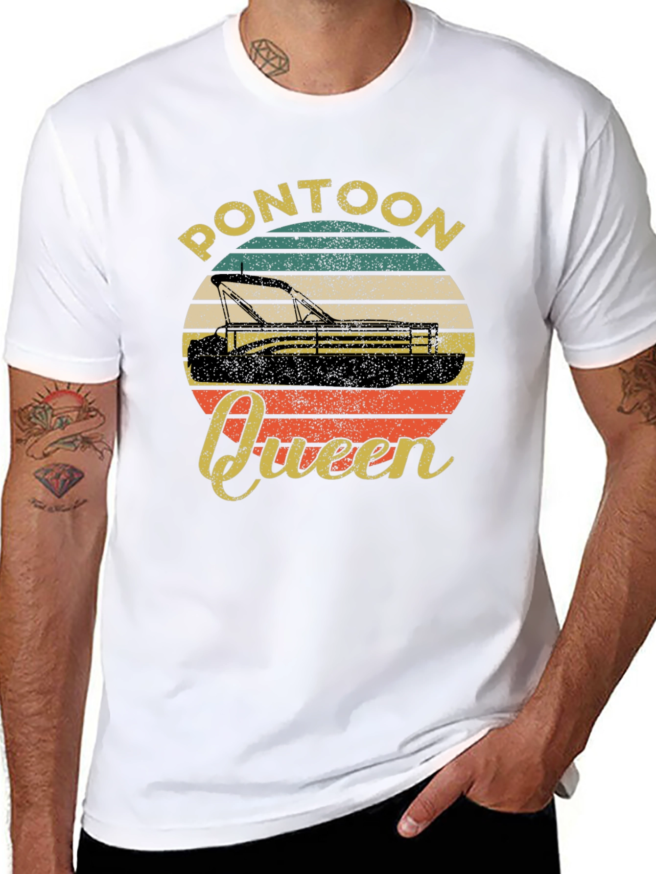 Pontoon Queen Graphic T-Shirt - Retro Design