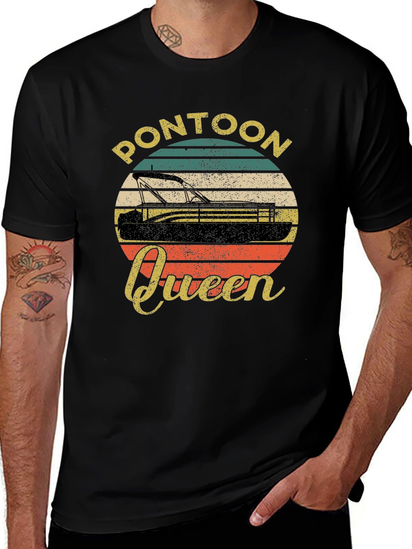 Pontoon Queen Graphic T-Shirt - Retro Design