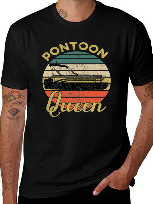 Pontoon Queen Graphic T-Shirt - Retro Design
