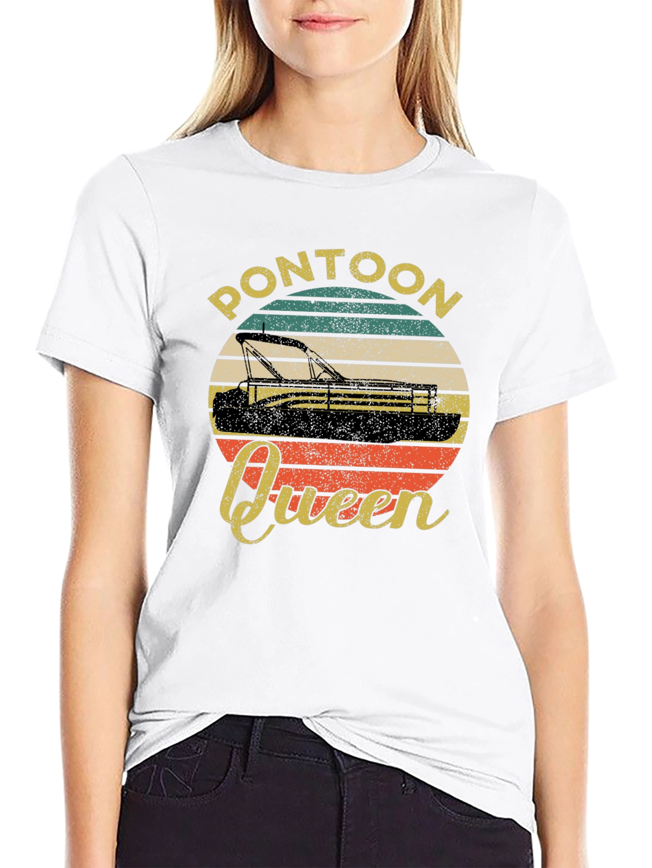 Pontoon Queen Graphic T-Shirt - Retro Design