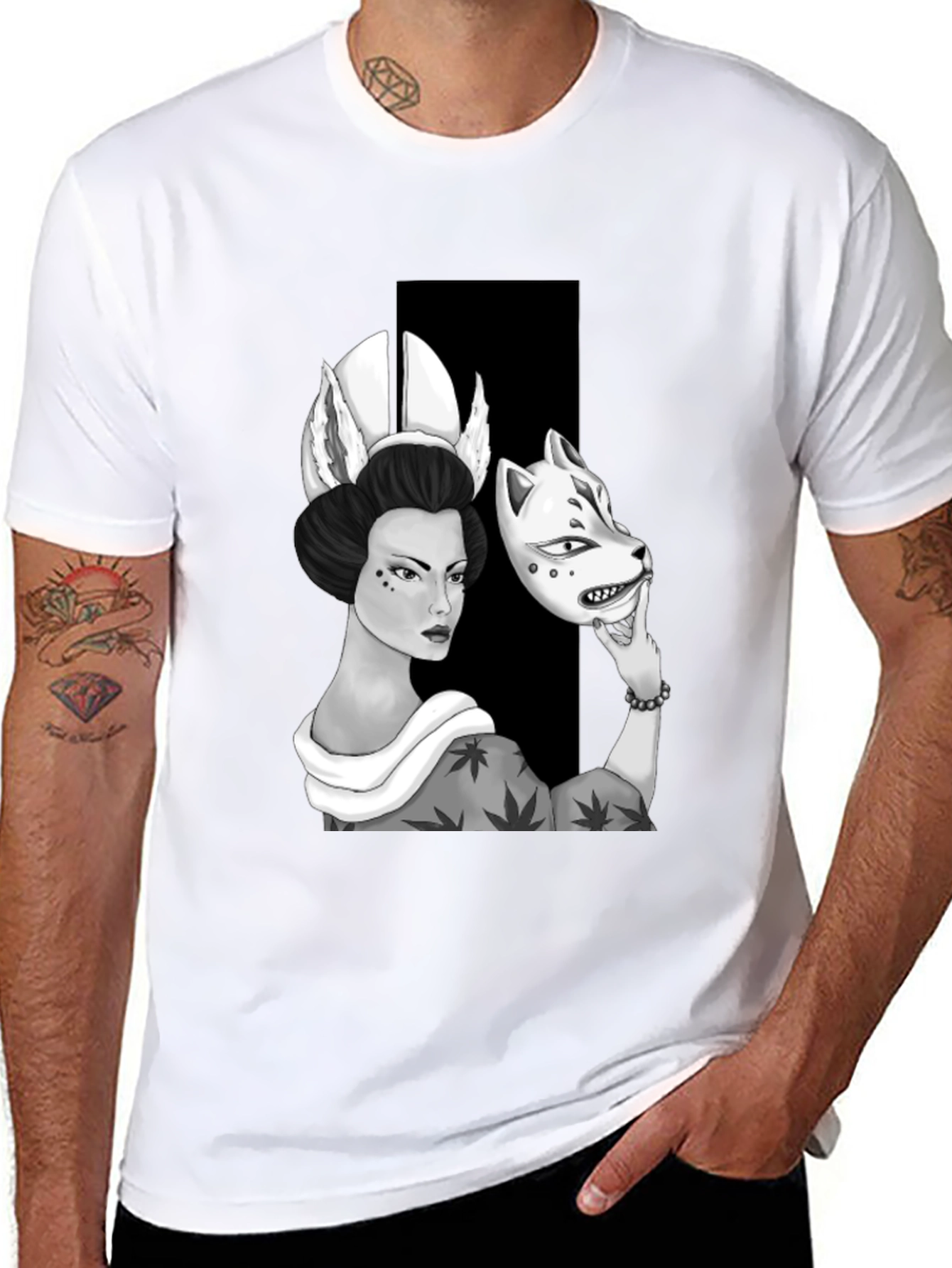 Geisha Mask T-Shirt: Unique Graphic Tee