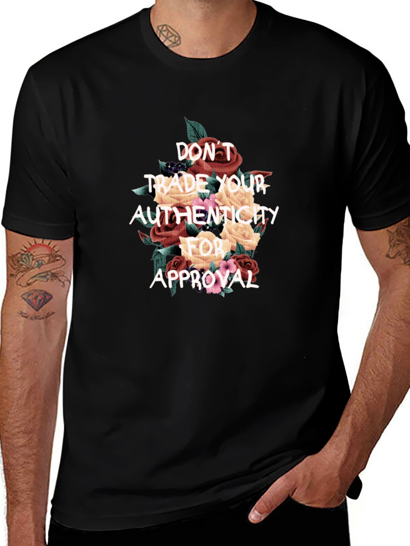Floral Authenticity T-Shirt - Black