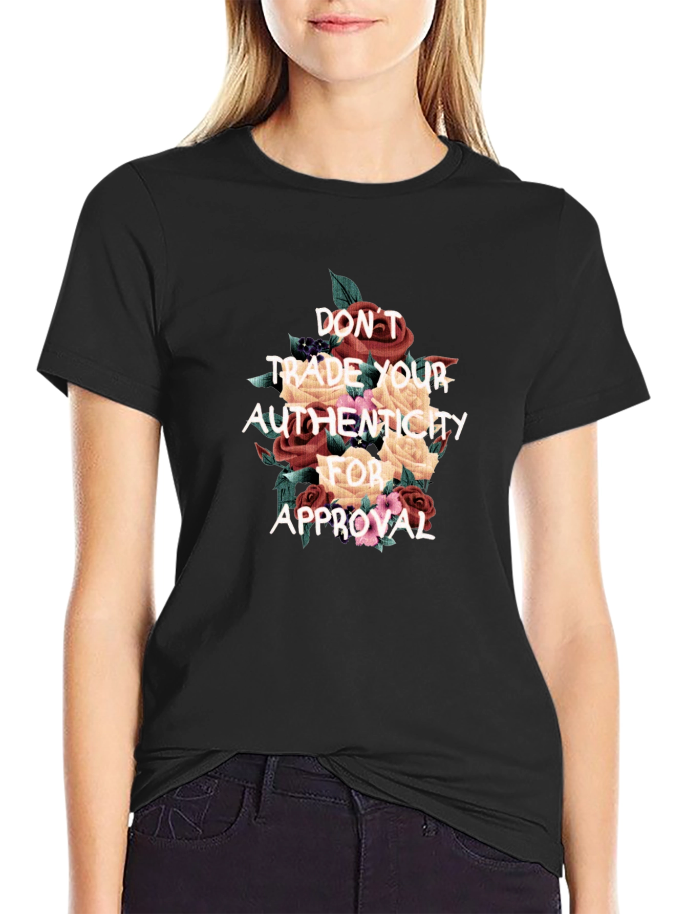Floral Authenticity T-Shirt - Black
