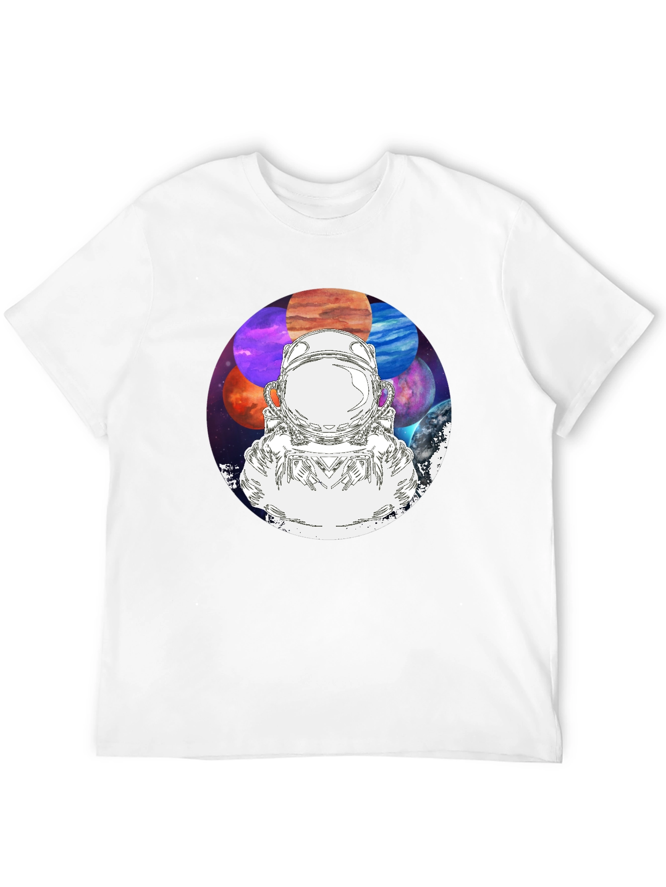 Astronaut & Planets Graphic Black T-Shirt
