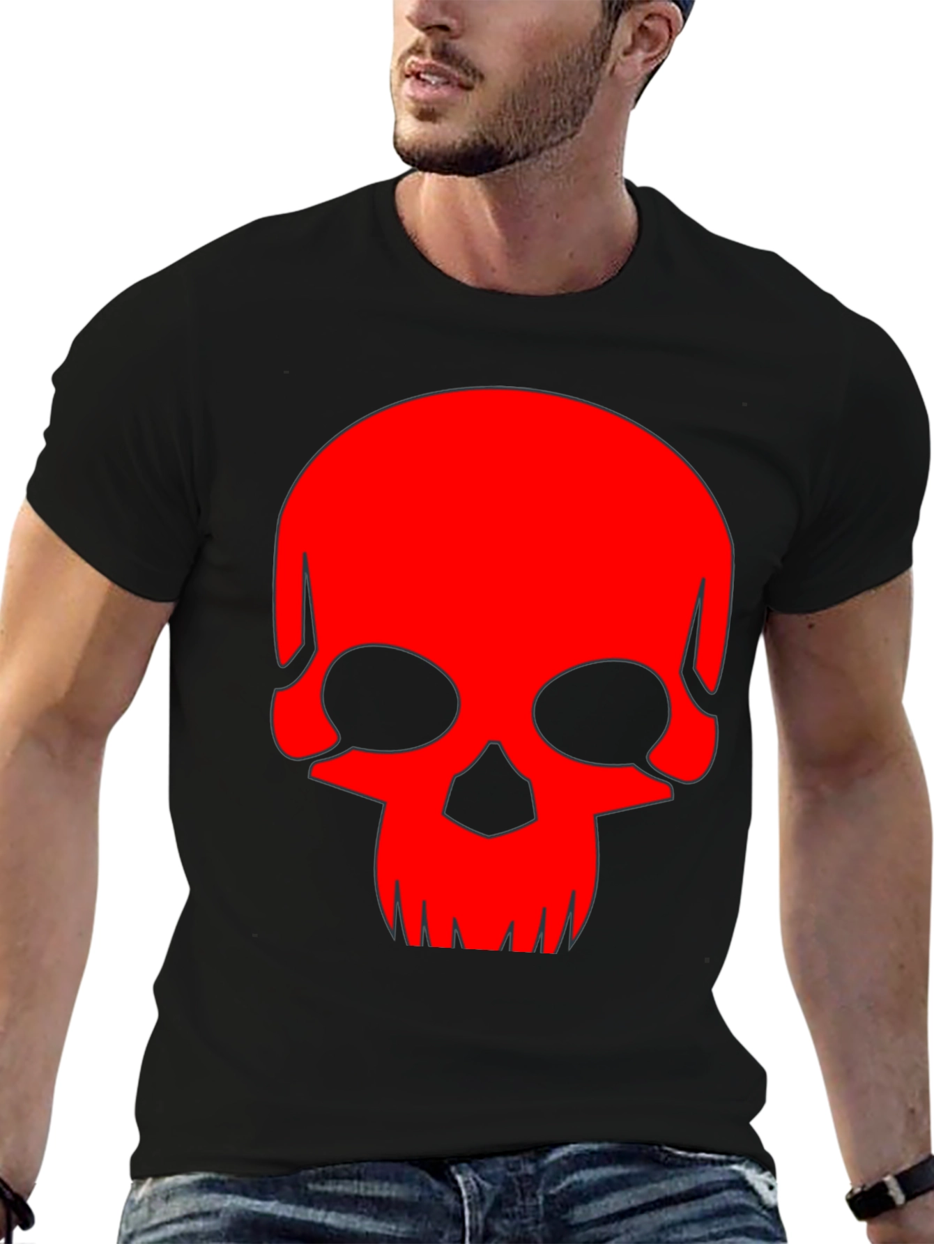 Skull Graphic Tee - Bold Red Design