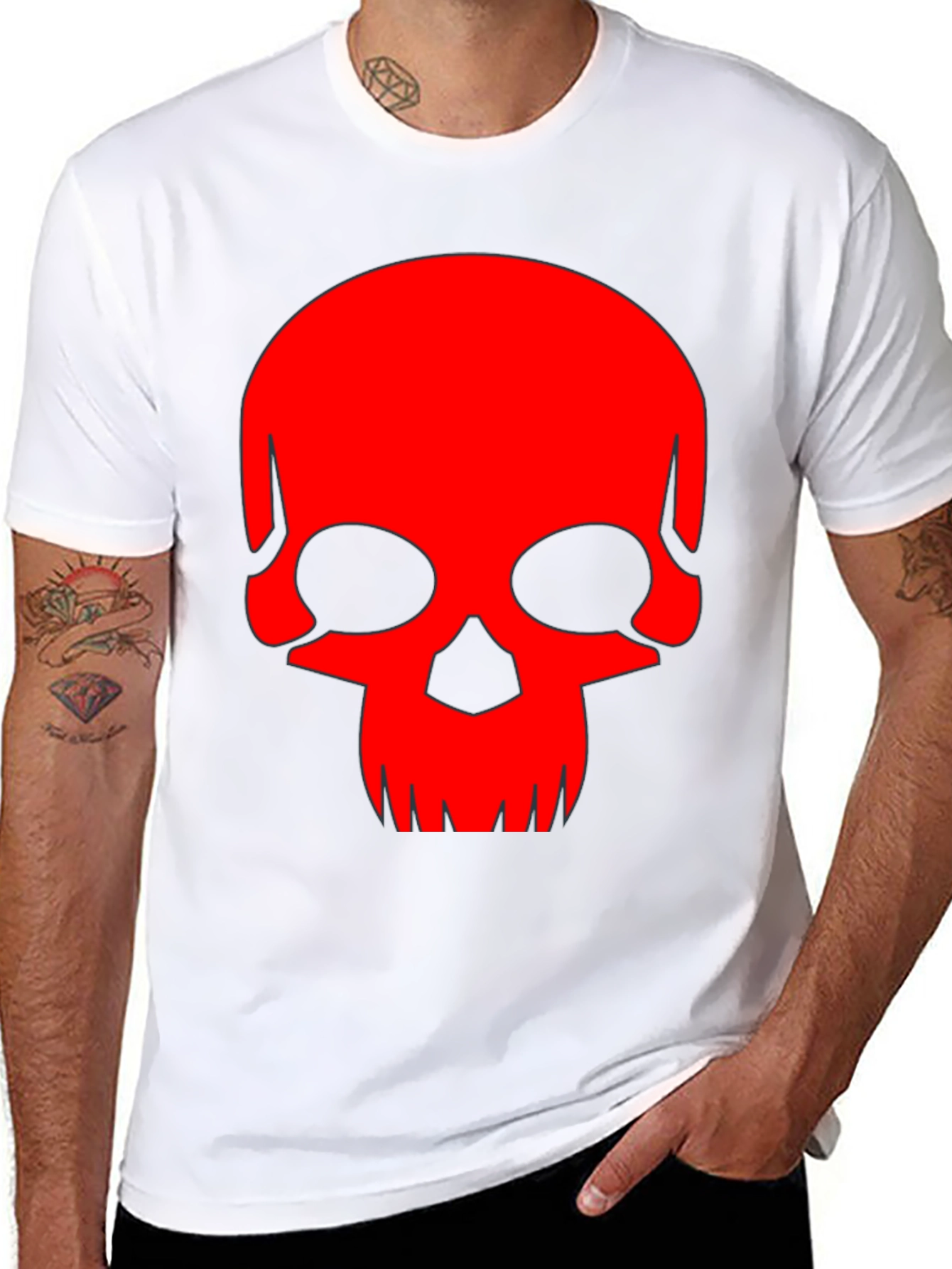 Skull Graphic Tee - Bold Red Design