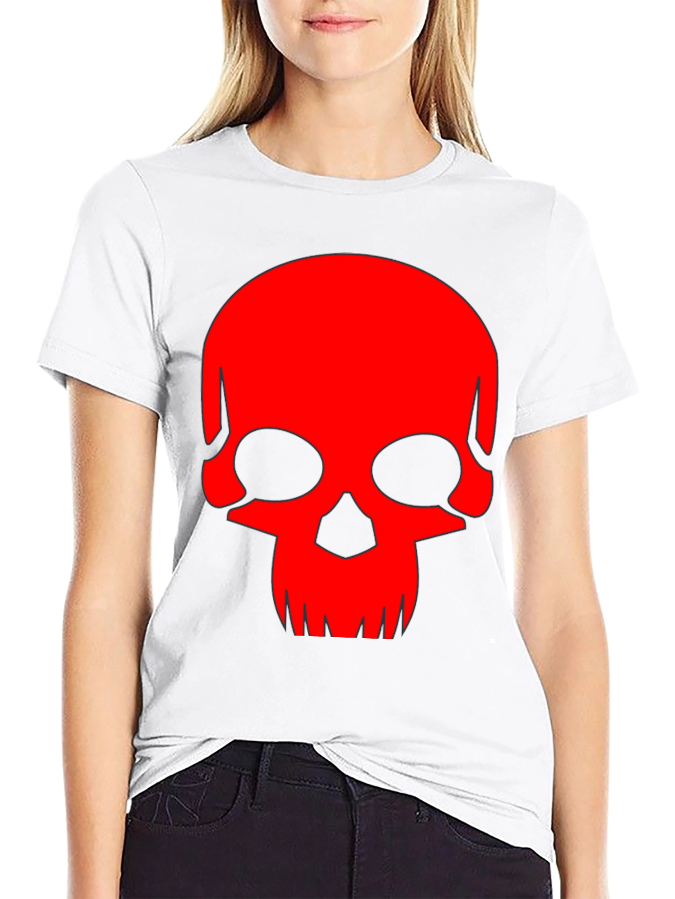 Skull Graphic Tee - Bold Red Design