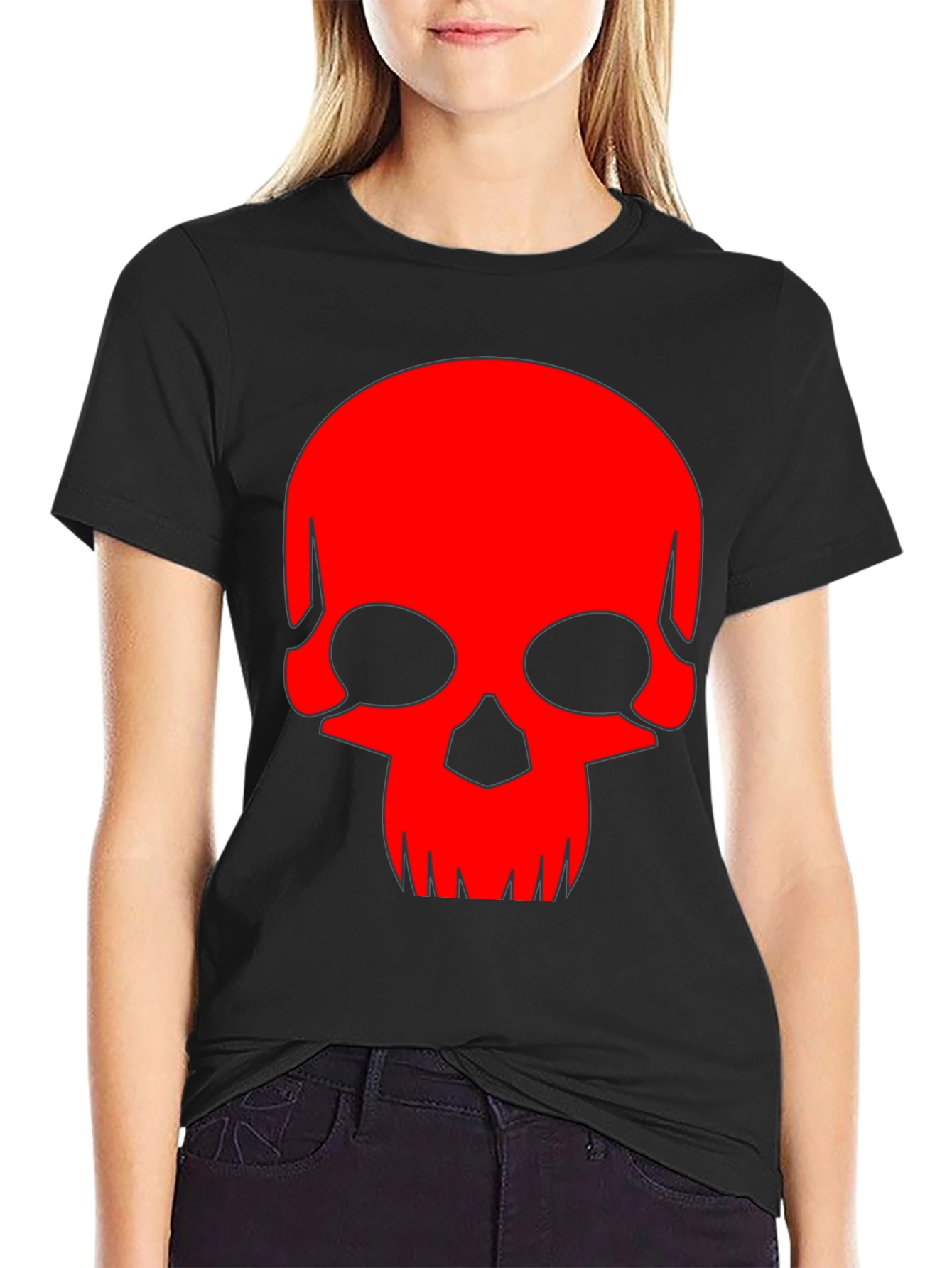 Skull Graphic Tee - Bold Red Design