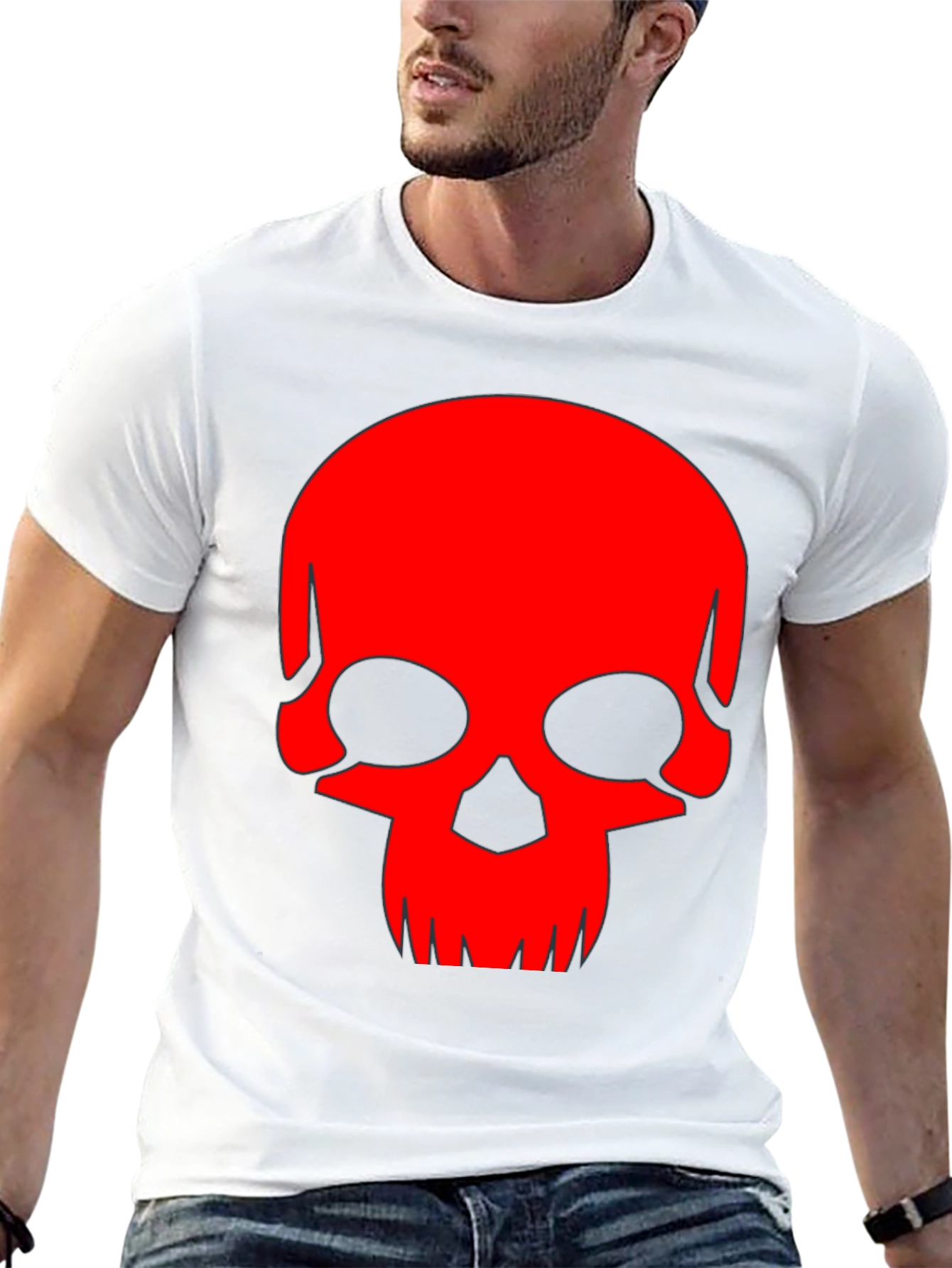 Skull Graphic Tee - Bold Red Design