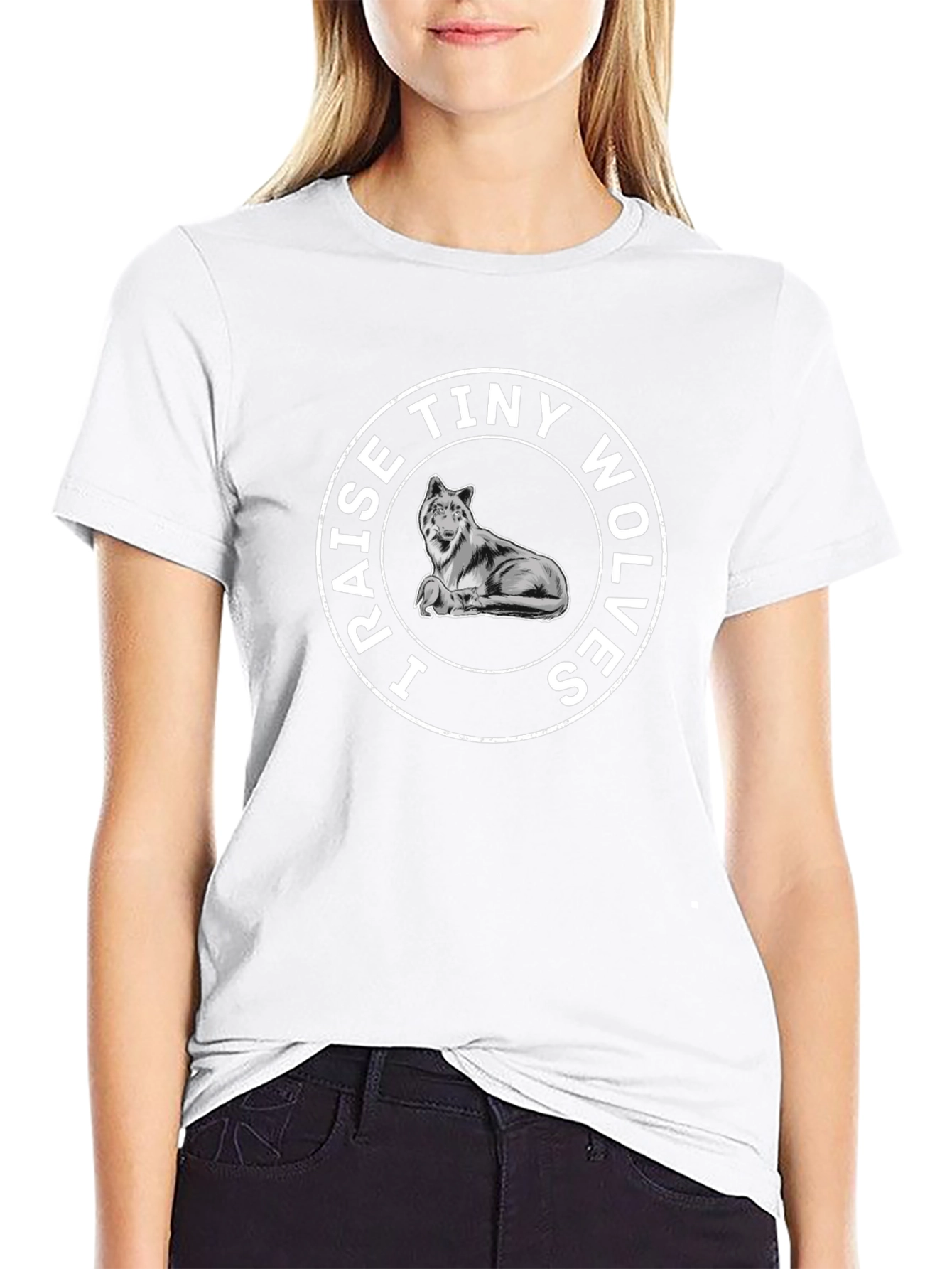 I Raise Tiny Wolves Graphic T-Shirt - Black