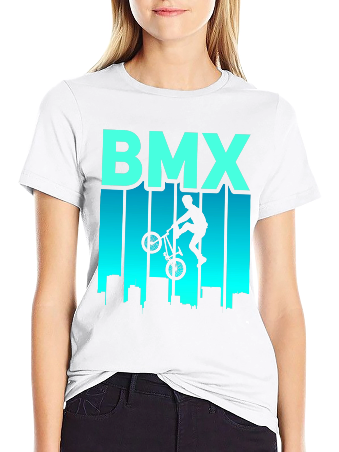 BMX Rider Graphic T-Shirt - Cityscape Design