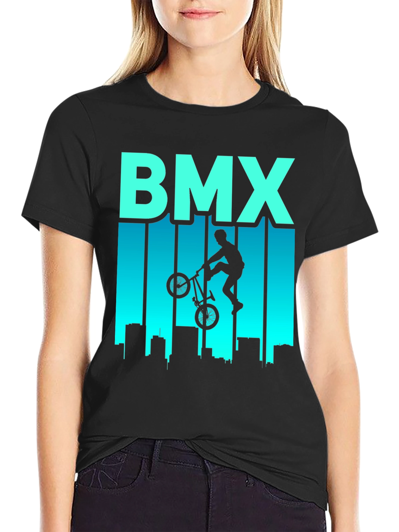 BMX Rider Graphic T-Shirt - Cityscape Design