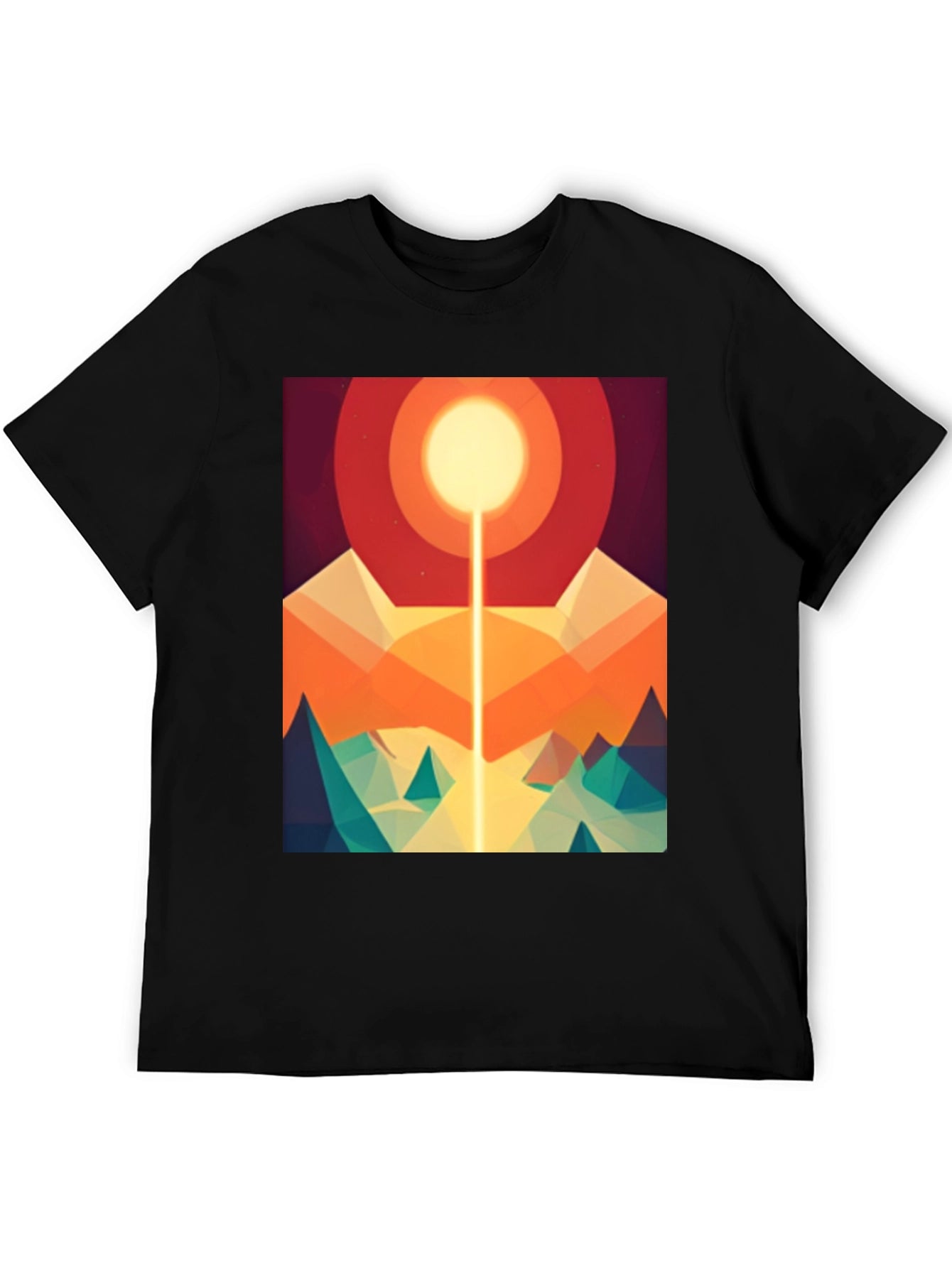 Abstract Geometric Sun Mountain Graphic Tee