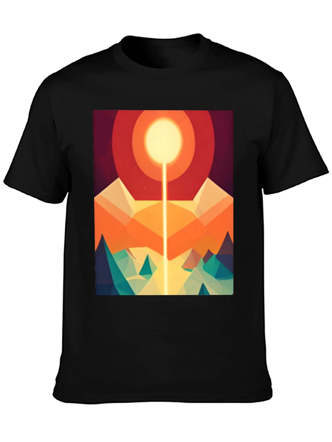 Abstract Geometric Sun Mountain Graphic Tee