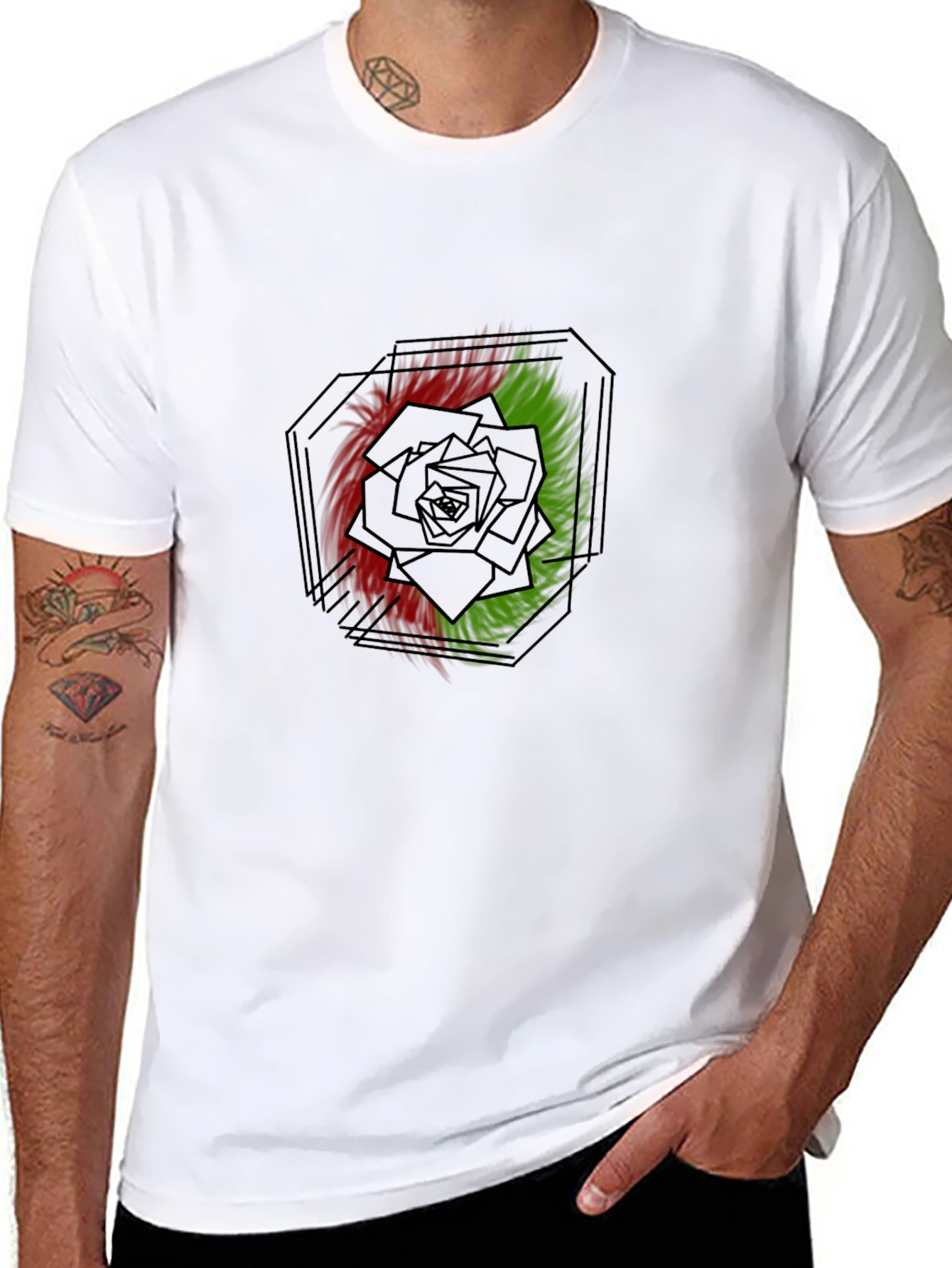 Abstract Rose Graphic Black T-Shirt