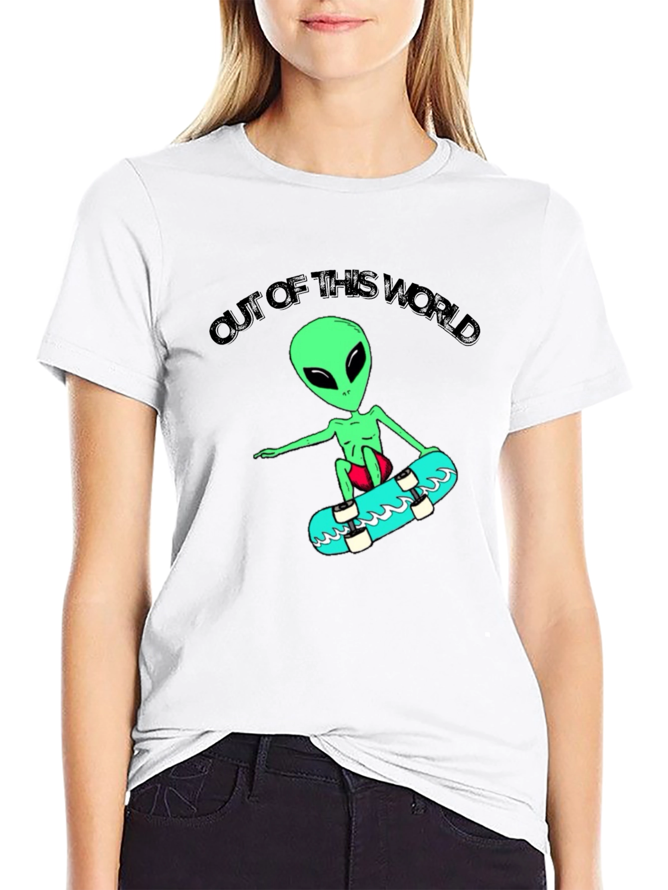 Alien Skateboarder T-Shirt: Out of This World Design