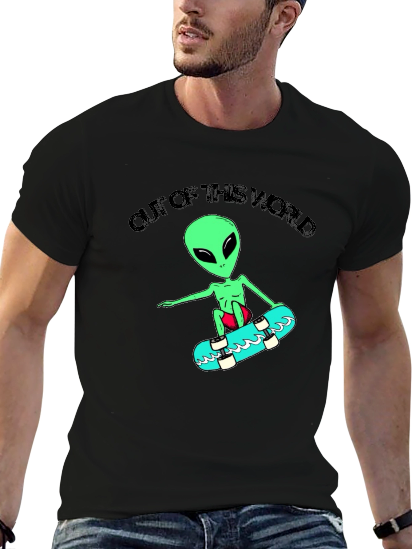 Alien Skateboarder T-Shirt: Out of This World Design