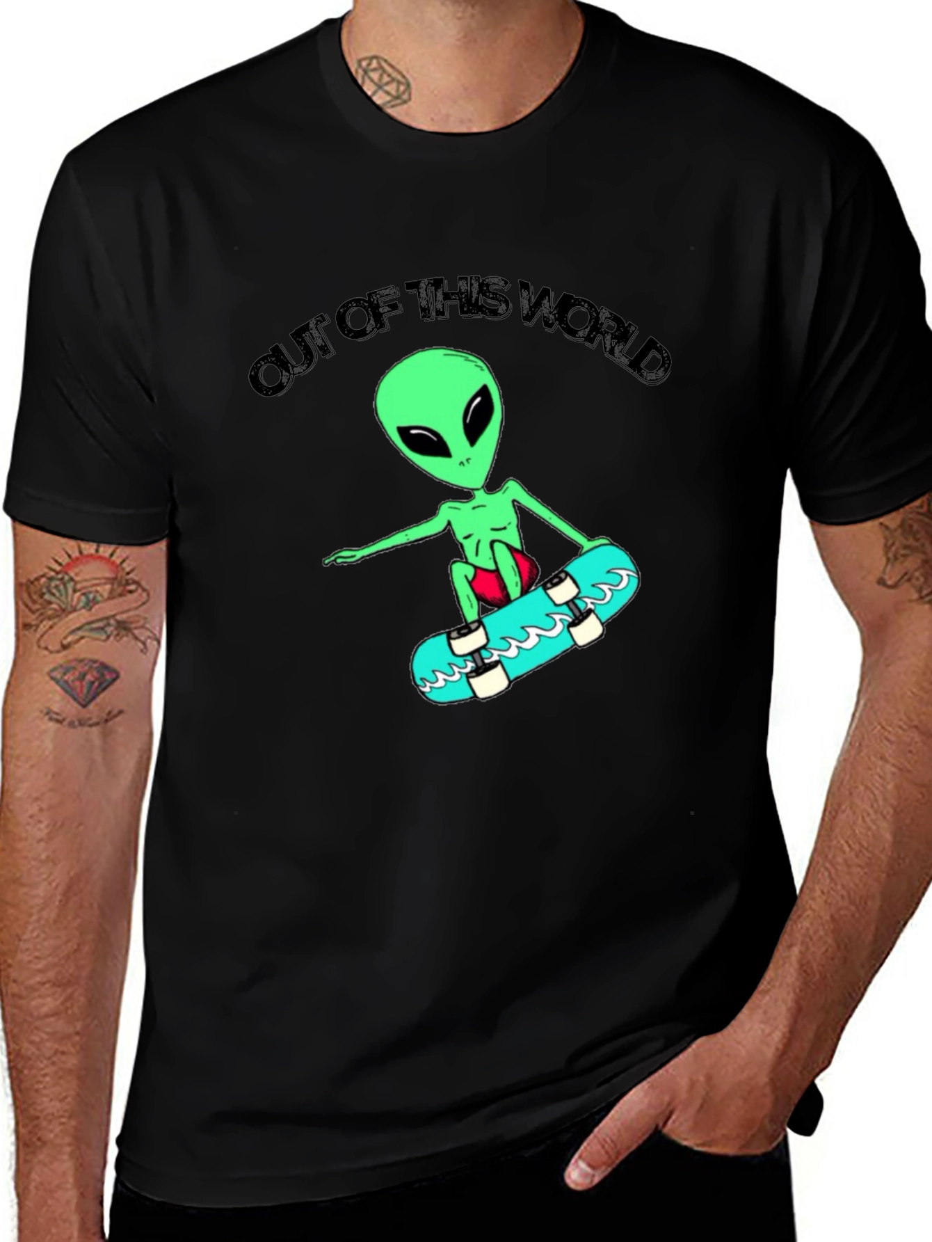 Alien Skateboarder T-Shirt: Out of This World Design